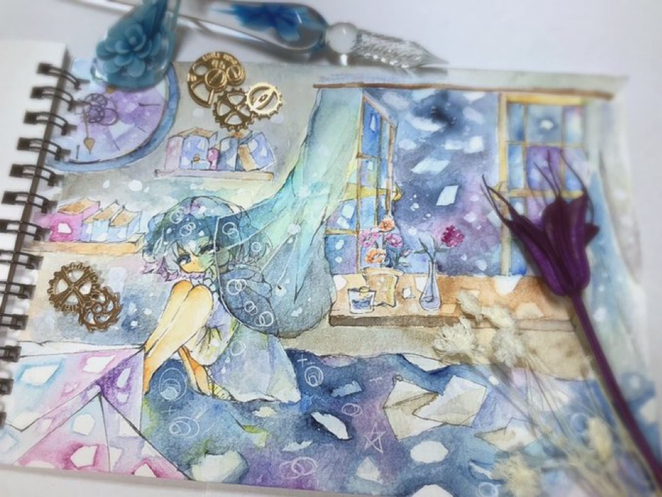 【水彩イラスト】憑く寝床-1