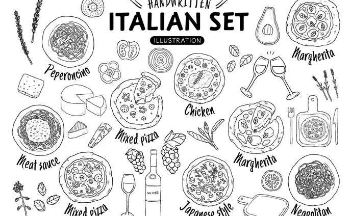 イタリアンセット（線画）
