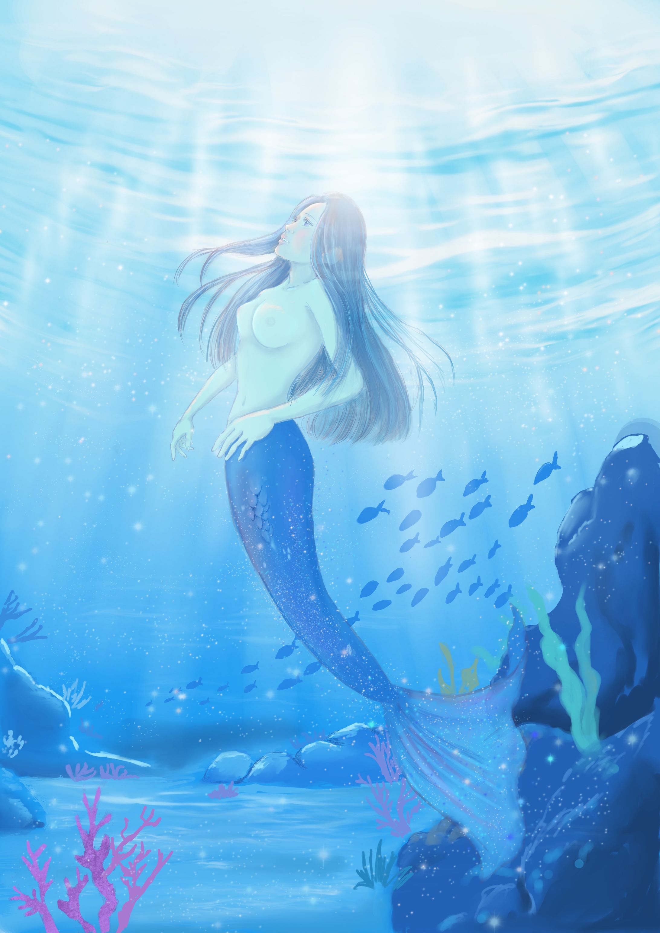 人魚の憂いデジタルアート-1