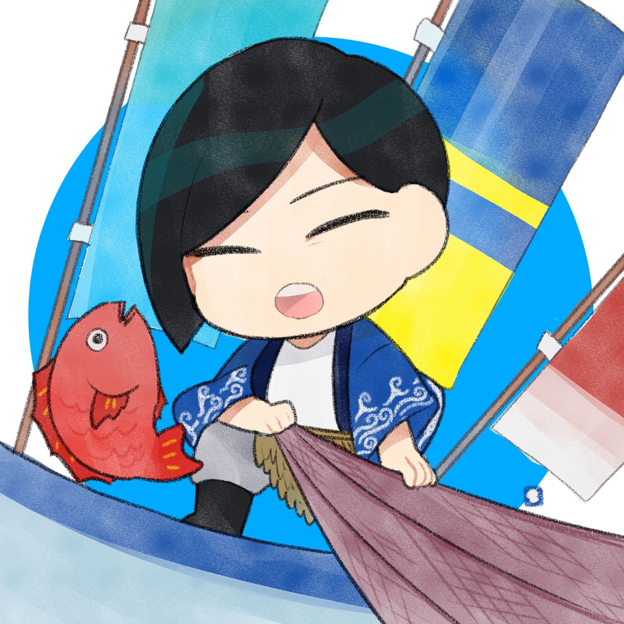 観光鯛網のイラスト-1