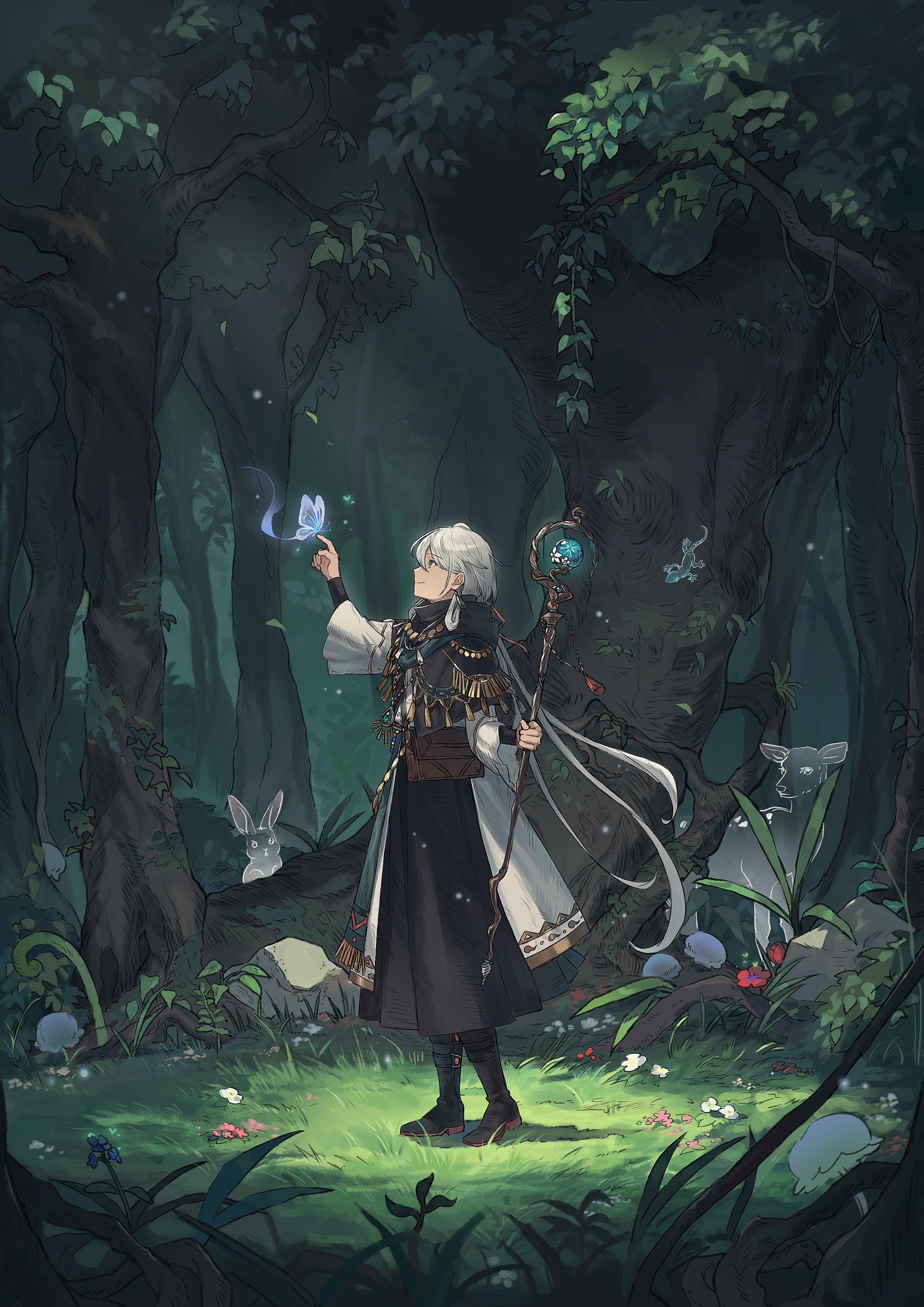 『精霊と動物たちの守人』　オリジナルイラスト-1