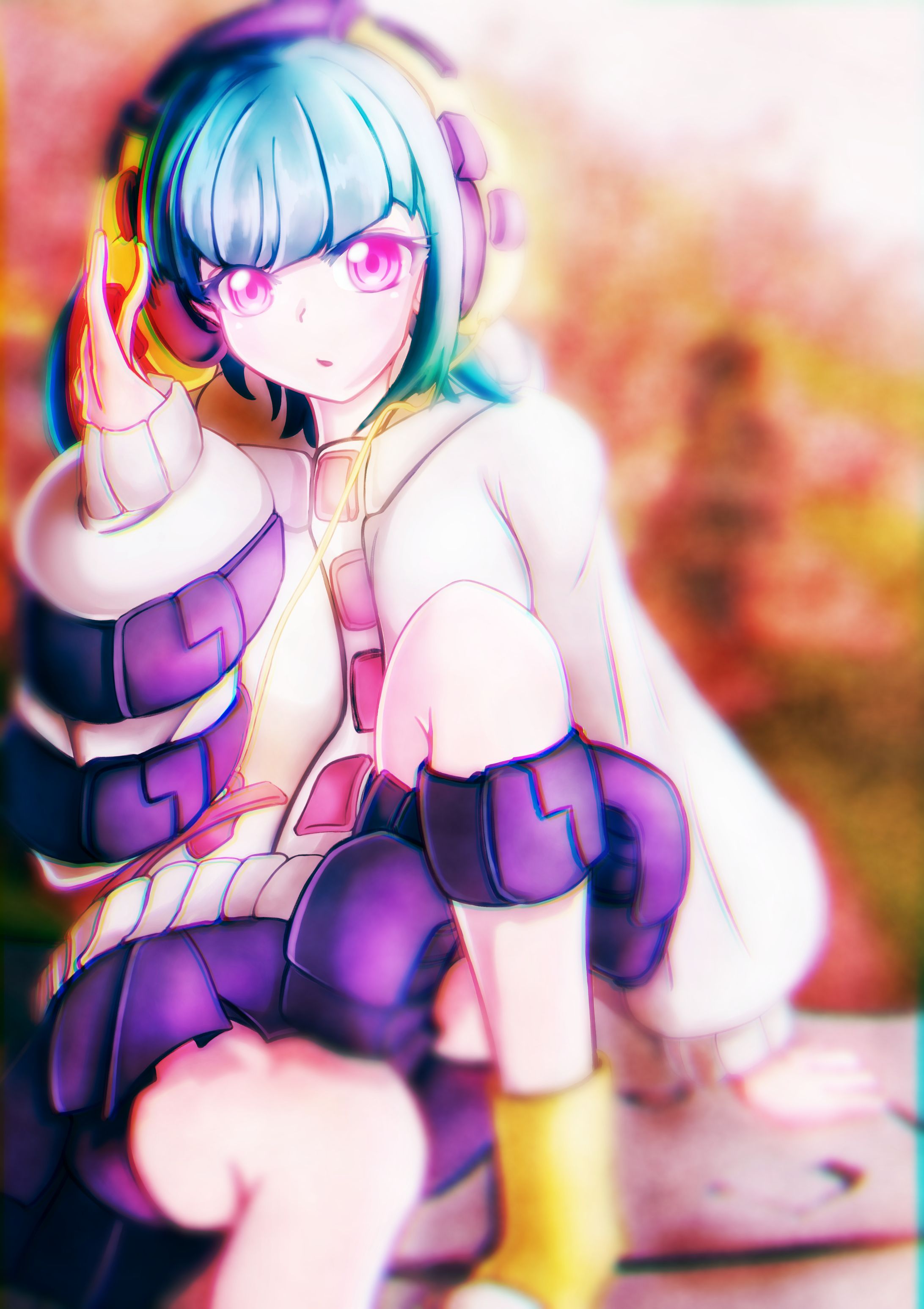 夕焼けに染まるユキ-1