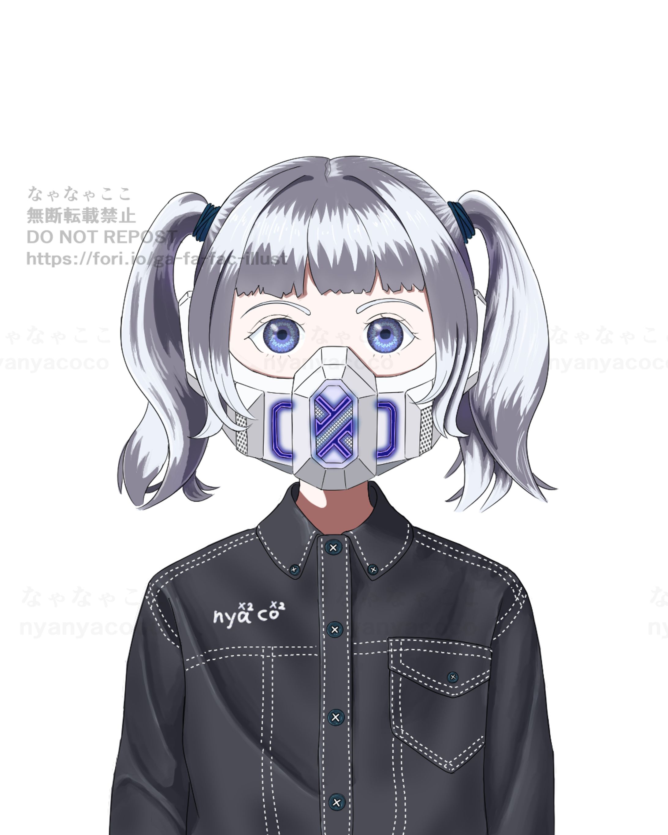 ツインテール　メカマスク　シャツ　女の子-1