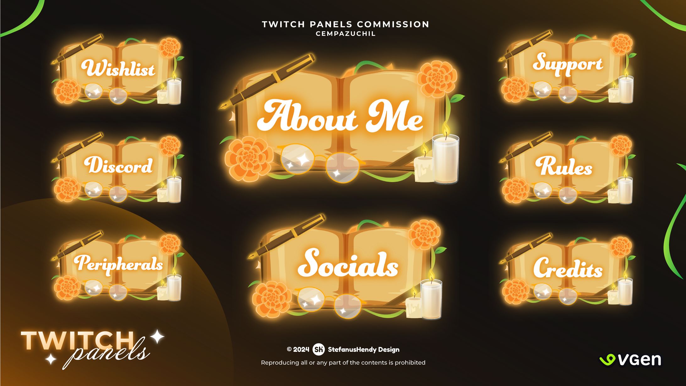 Cempazuchil Twitch Panels-1
