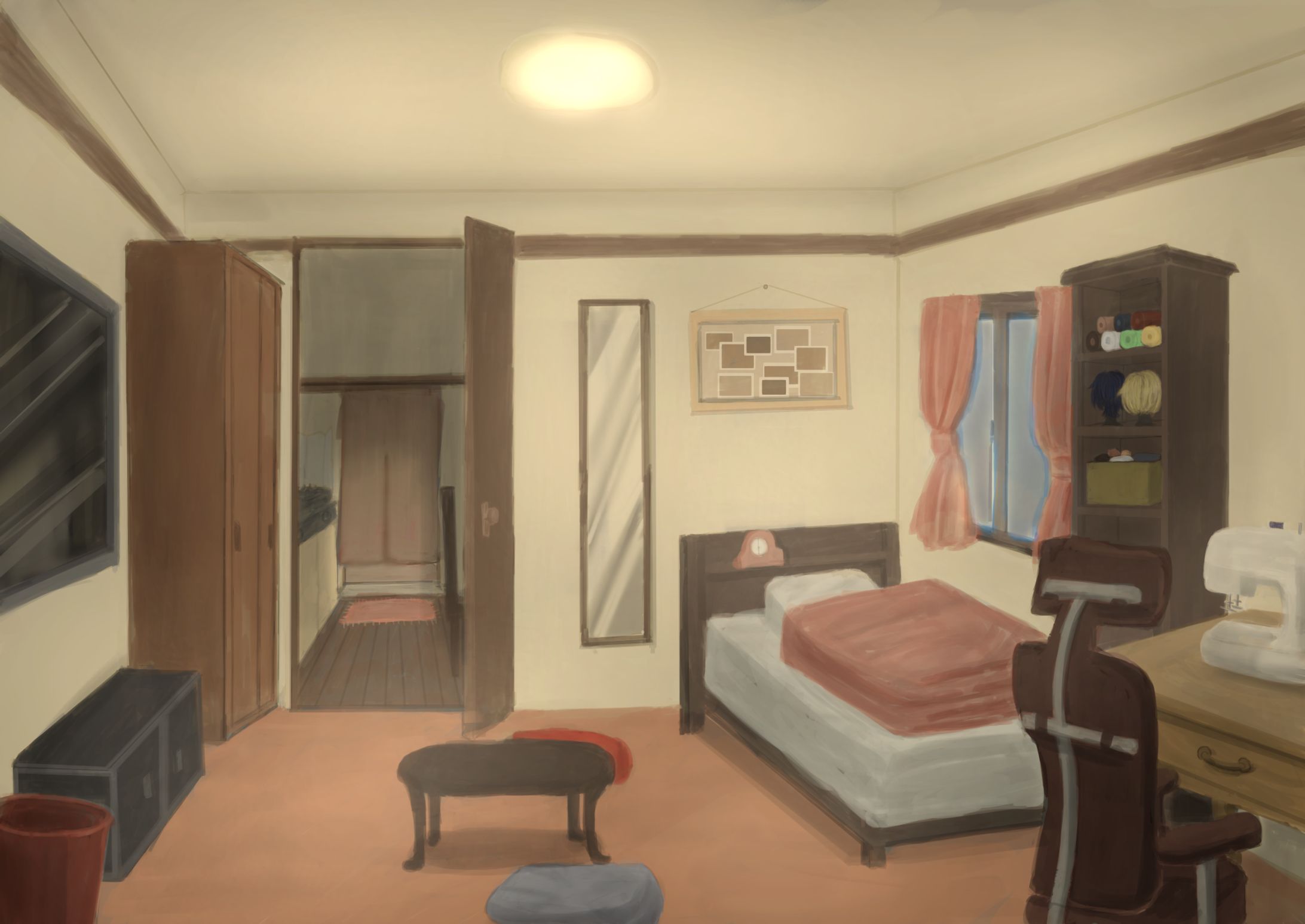 背景イラスト　部屋と時間帯差分-1
