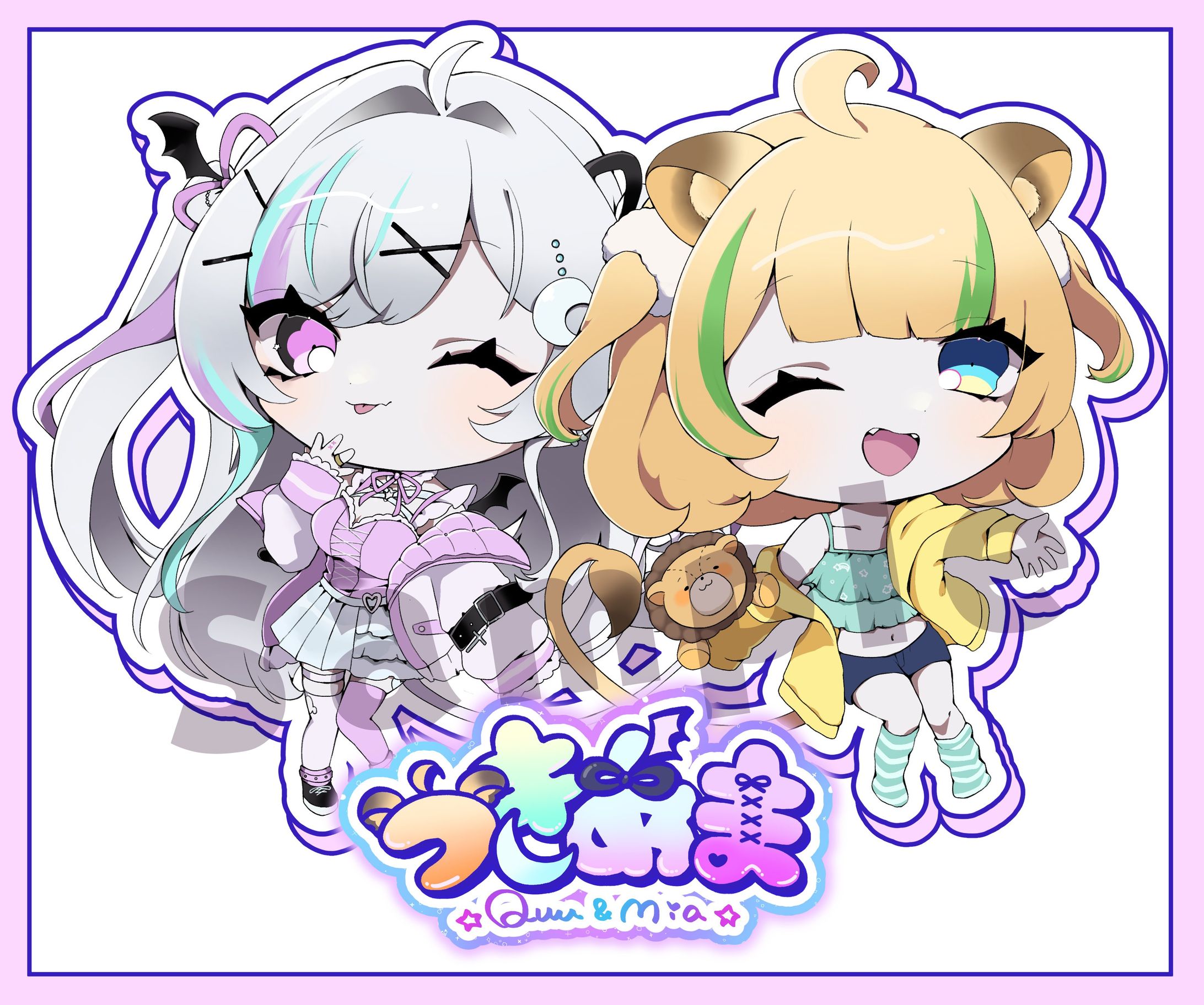 月宮くぅ様＆天瀬ミア様 デフォルメイラスト、ユニットロゴ-1