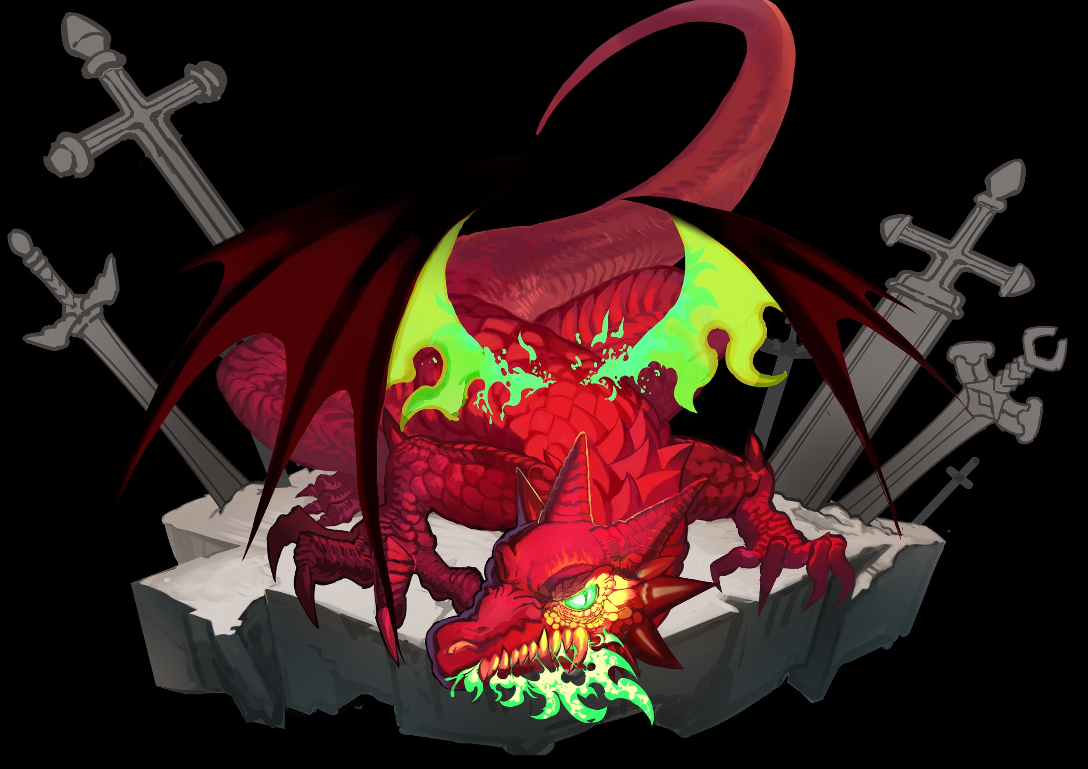 ドラゴン＋ビネット背景-1