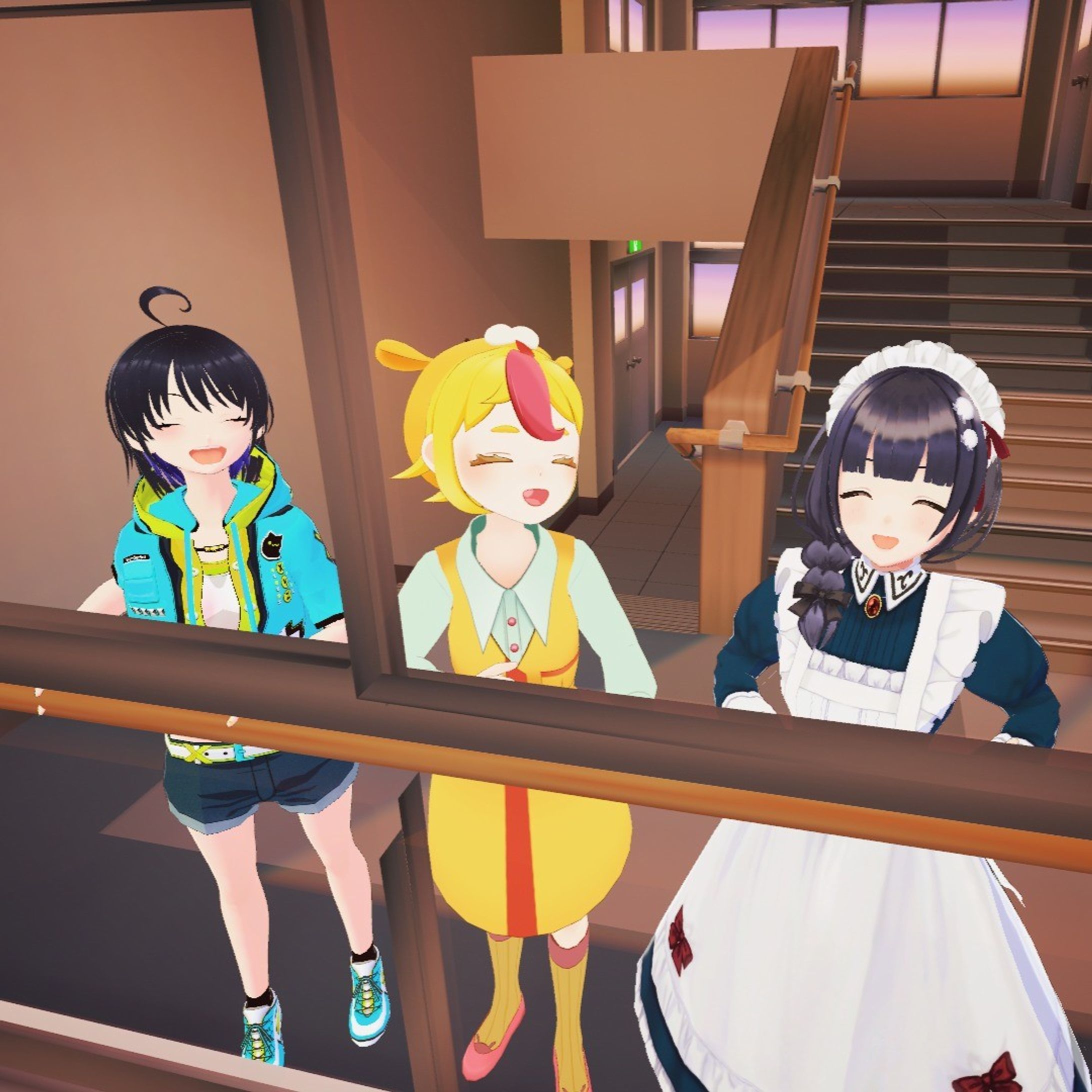 さっちゃんの3Dデビューに出演しました！
改めて新3Dデビューおめでとう✨
---
🌟world🌟
houkago-放課後
制作：HANI․ さん
#vrchatインスタ部 
#vtuber
#vrchat
#vrc
#編屋さつき
#おむらいす食堂
#七篠さよ-1