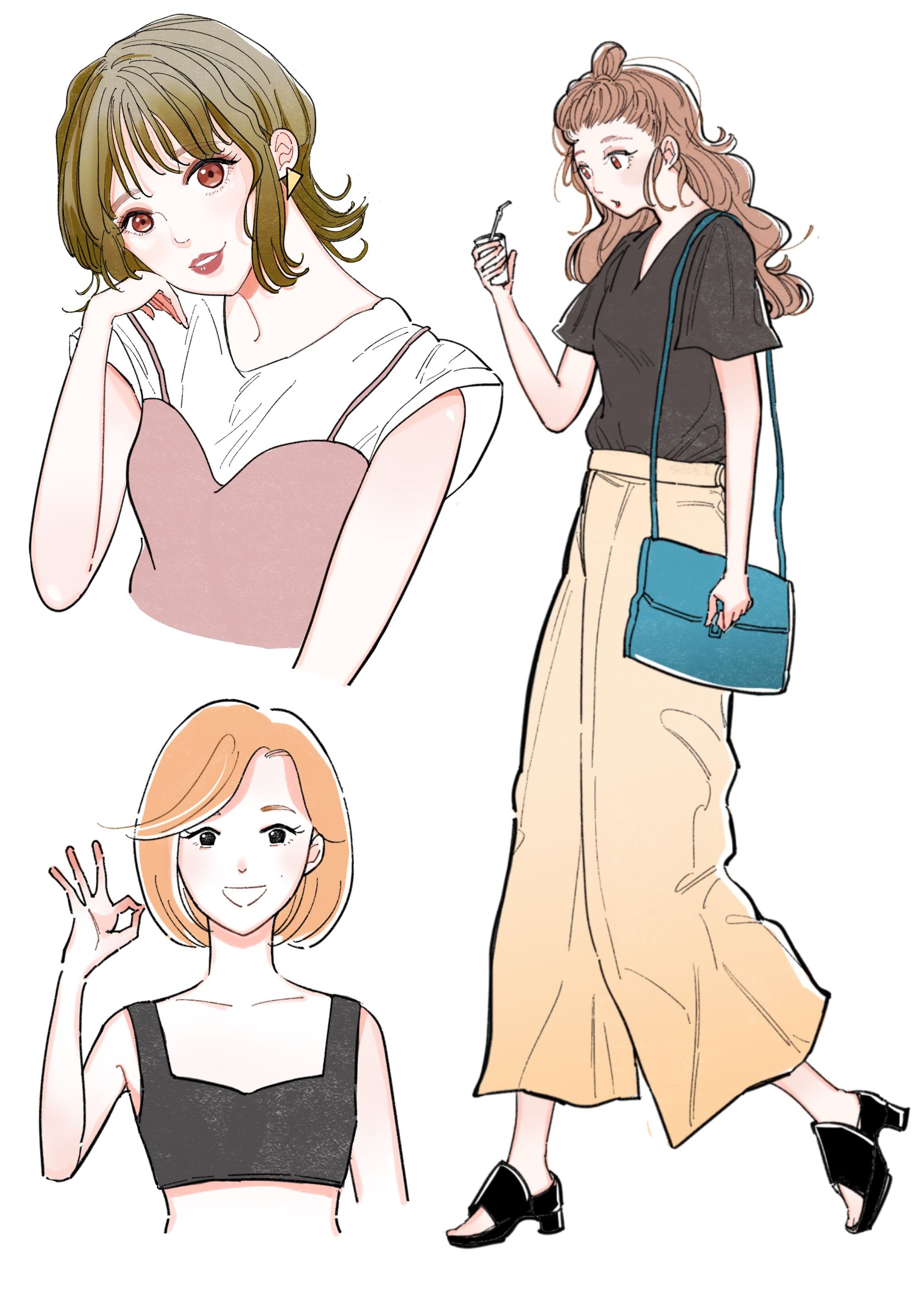 【カットイラスト】挿絵・アイコン用女性イラスト-1