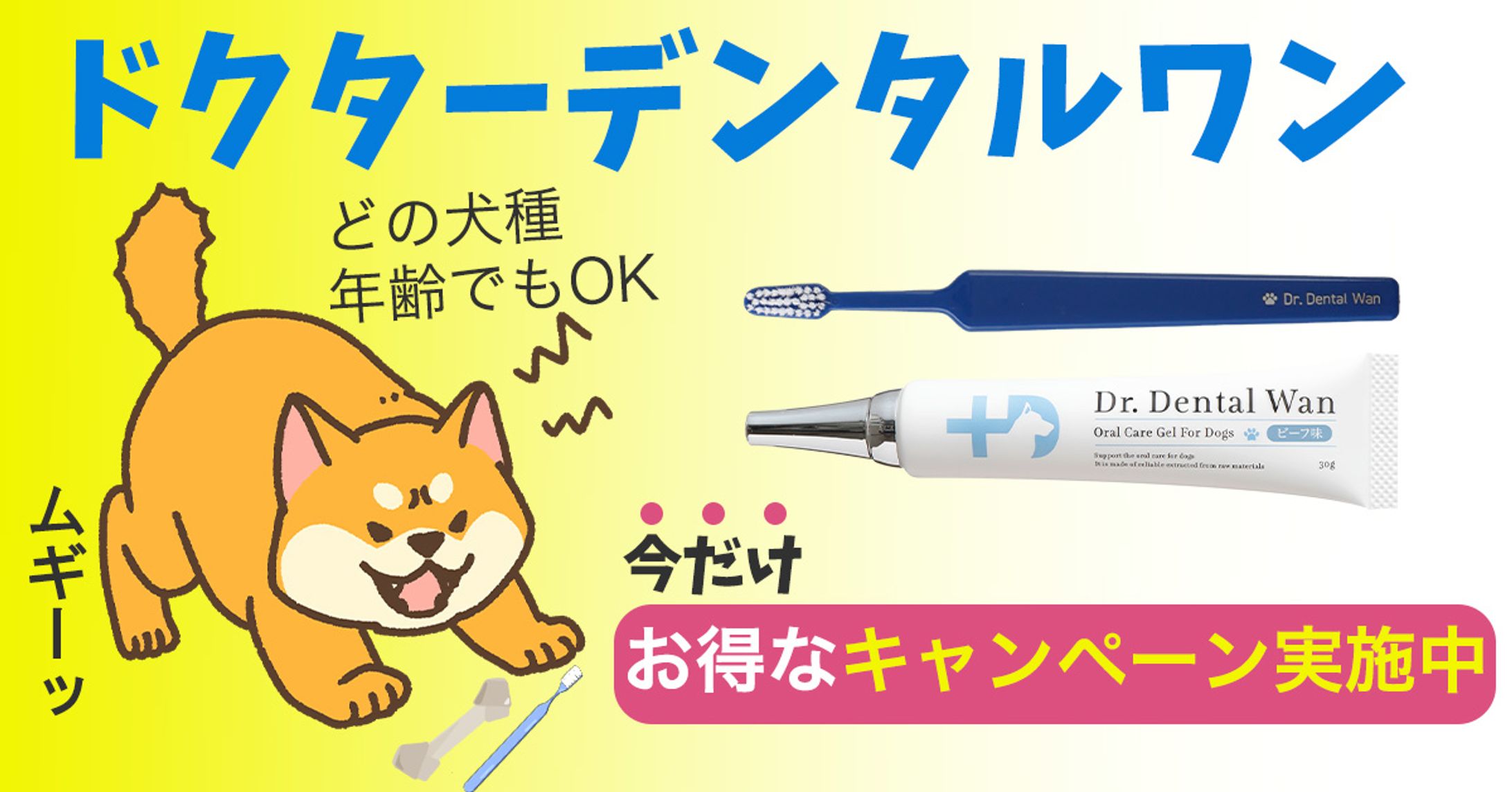 ドクターデンタルワン 犬用口腔ジェル あかるめ ビーフ味）＆歯ブラシ 