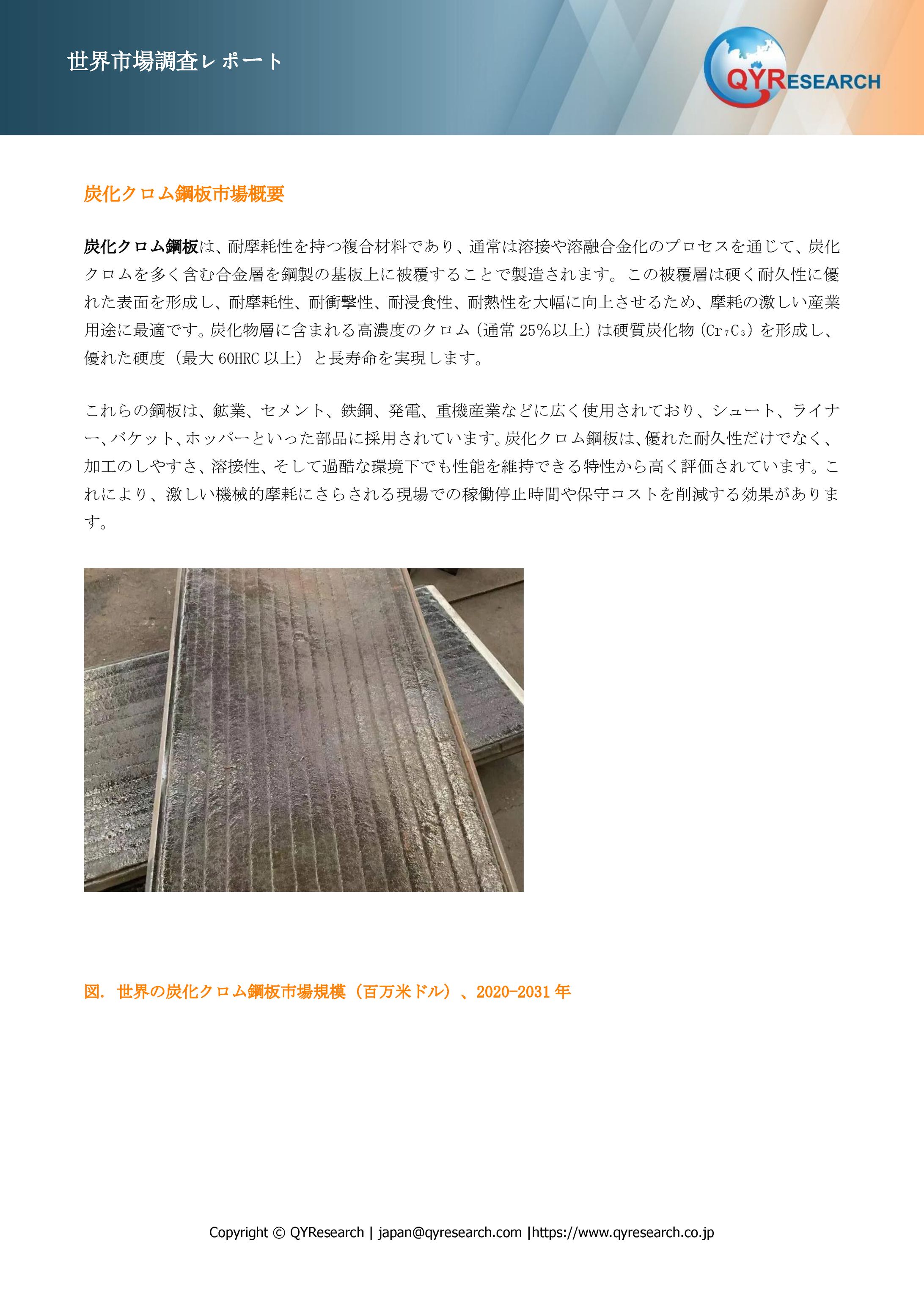 世界の炭化クロム鋼板市場規模2025-2031：競合状況、需要分析、成長予測-1
