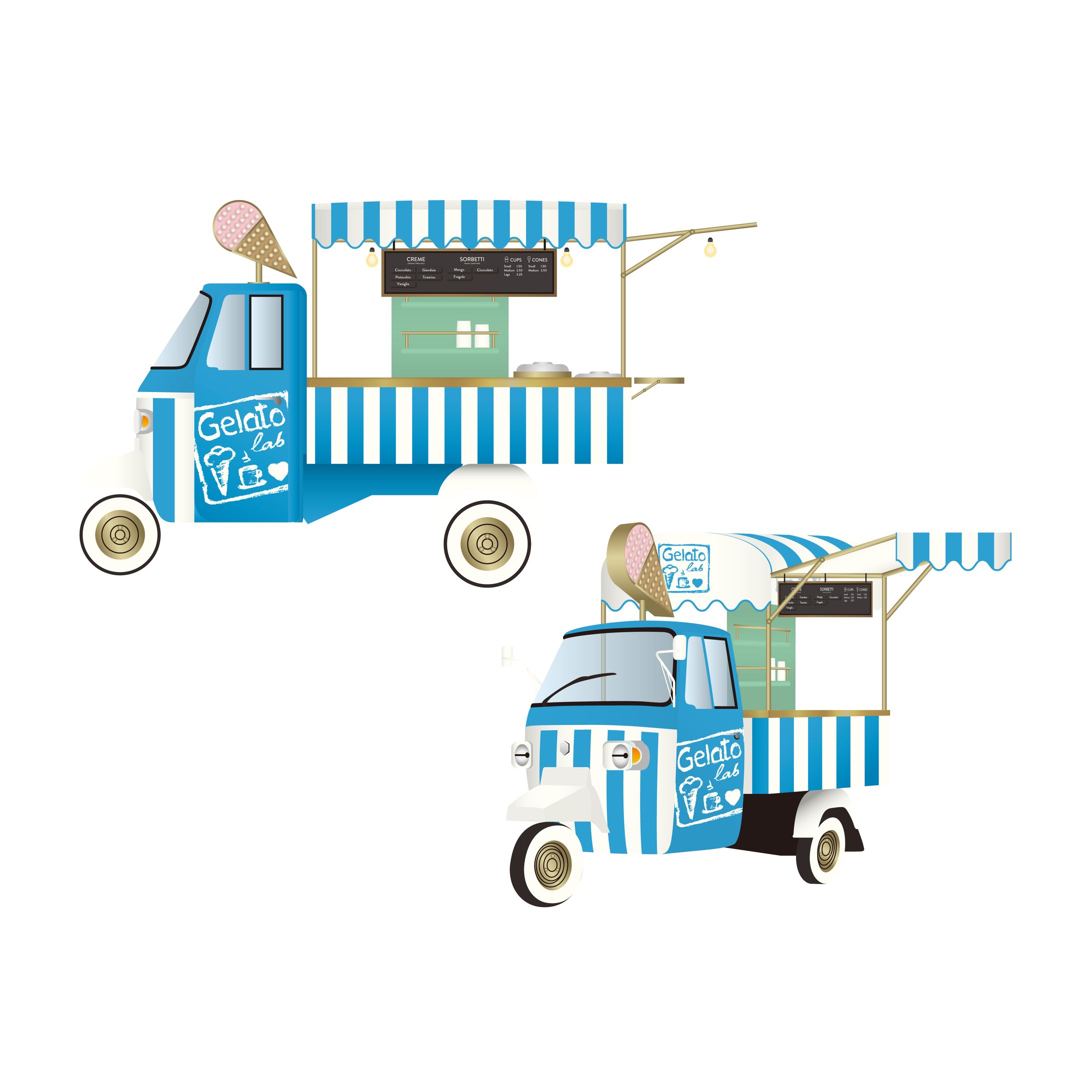 移動ジェラートトラック屋台デザイン-1