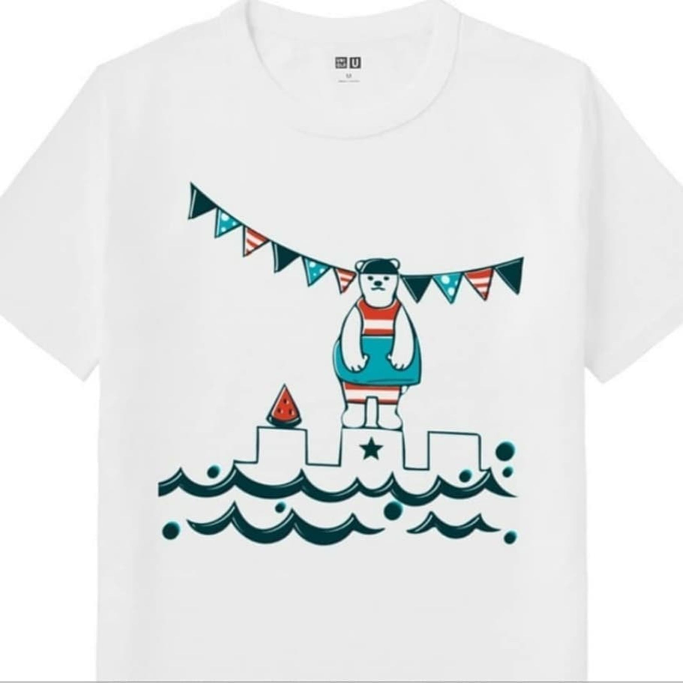 作成したイラストがTシャツになりました。 #イラスト #シロクマ #白くま #しろくま #tシャツデザイン #ユニクロtシャツ #白いtシャツ #プールサイド #プール #スイミング #オリジナルtシャツ #可愛いイラスト-1