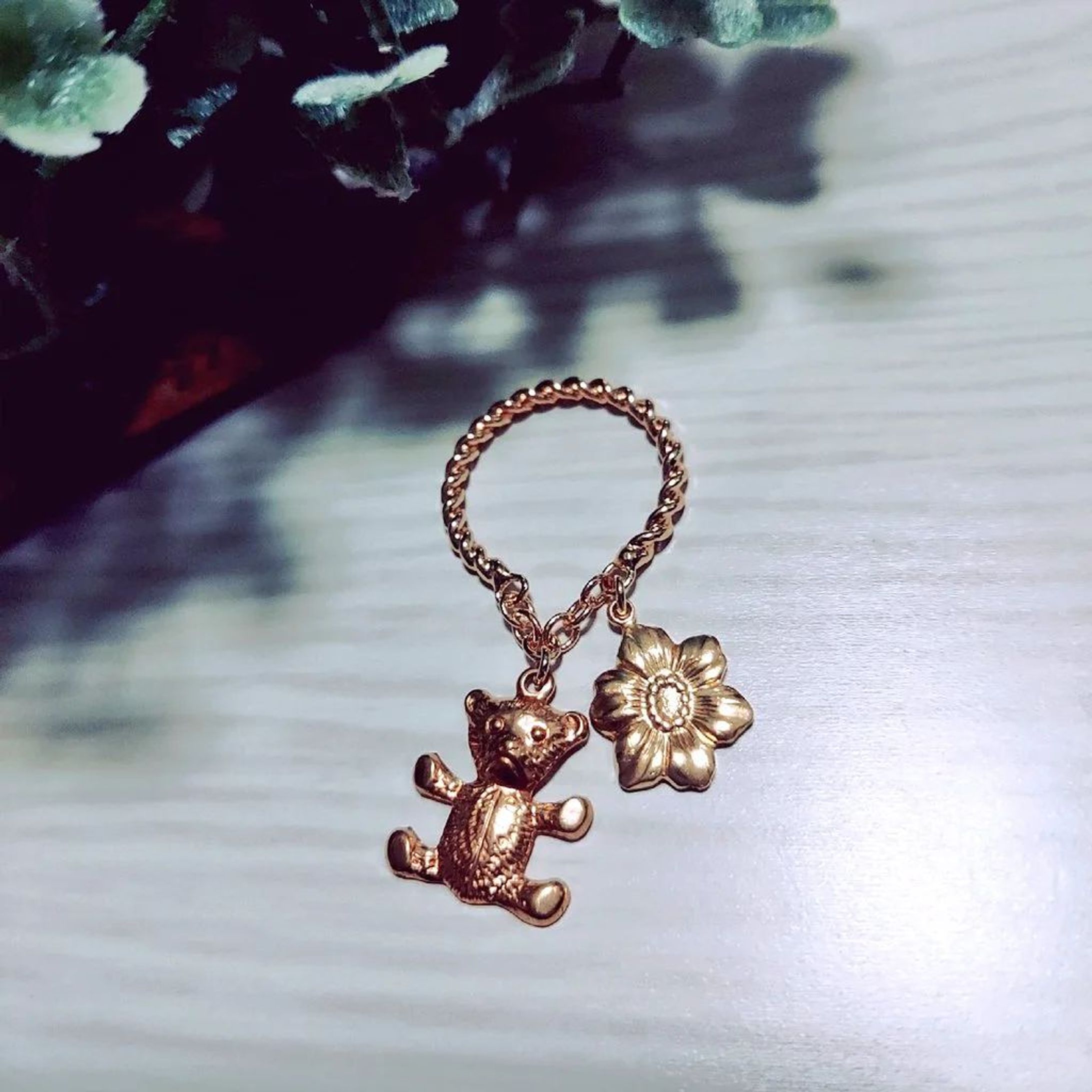 🧸真鍮くまちゃん×フラワーチャームリング💍-1