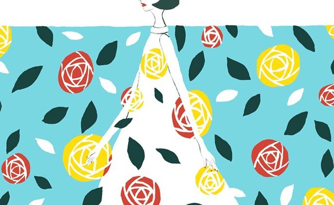 #rose #fashion #flower #elle #dress #runway #botanical #wind #illustration #illustrator #pattern #magazine #vogue #花 #葉 #ファッション #イラスト #スタイル #植物 #テキスタイル #elliekubota
