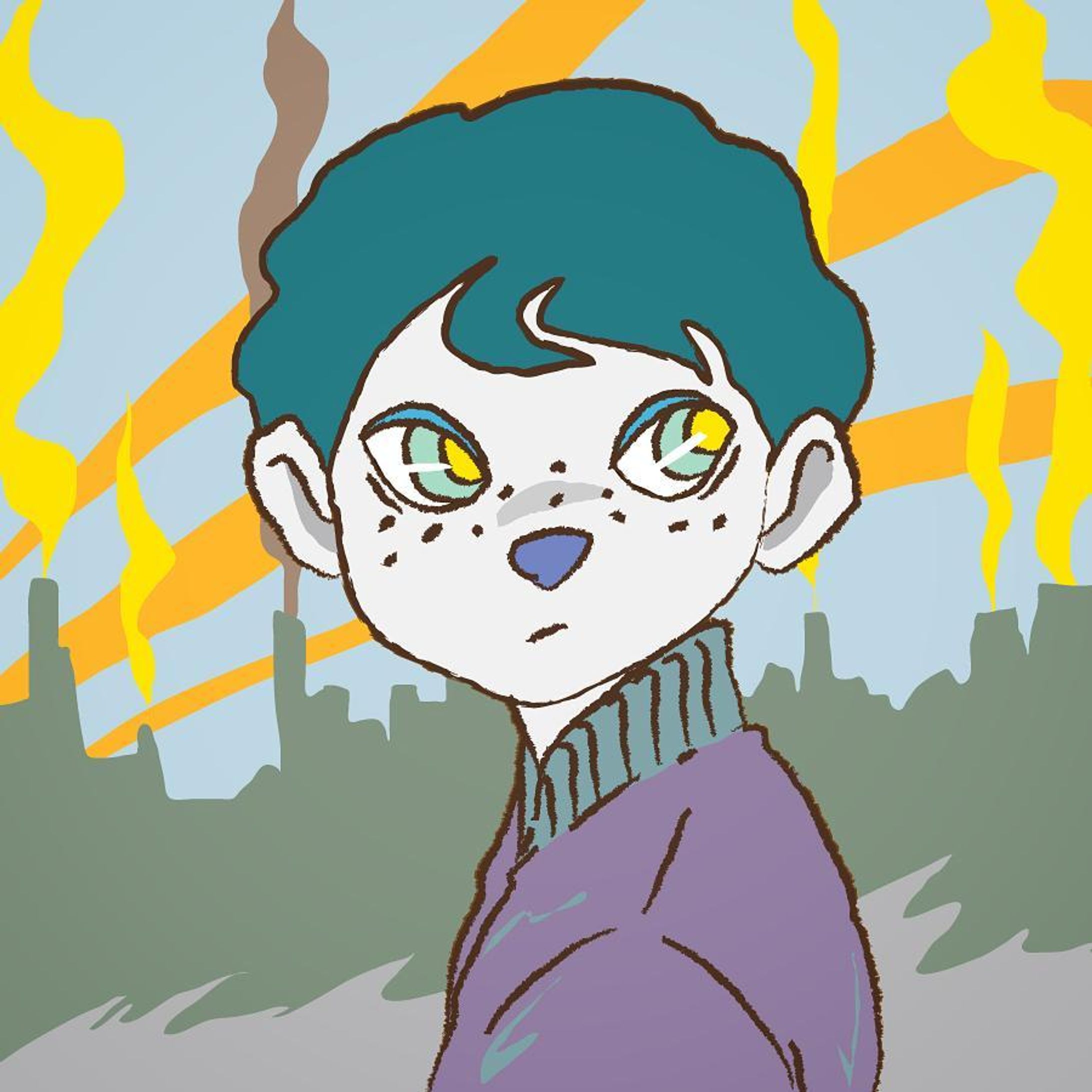 #イラスト#絵#picture#Illust#boy#factory#illustrators #fire#pic#animal#freckles#look-1