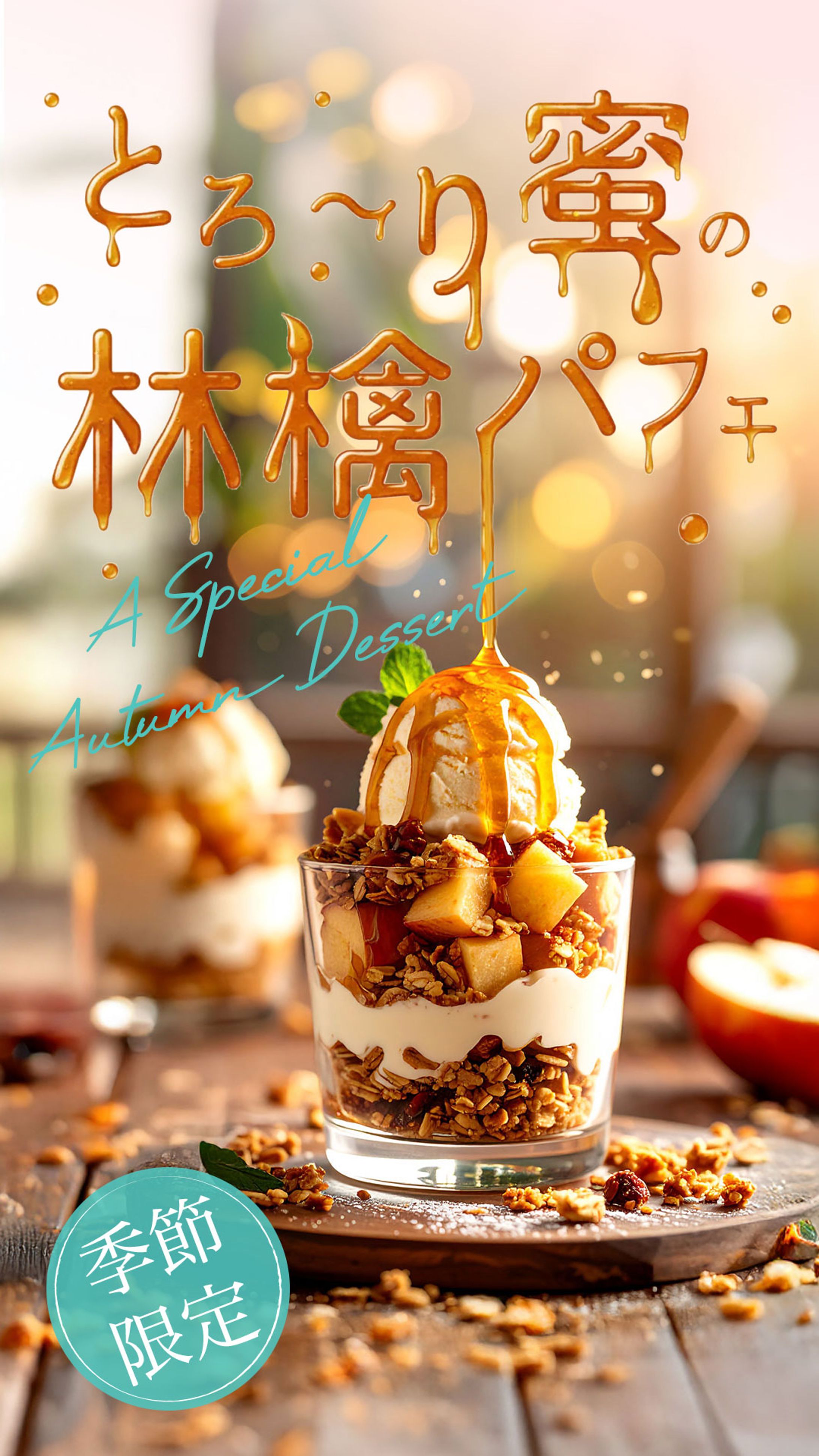 とろ〜り蜜の林檎パフェ｜SNS投稿画像｜練習制作-1