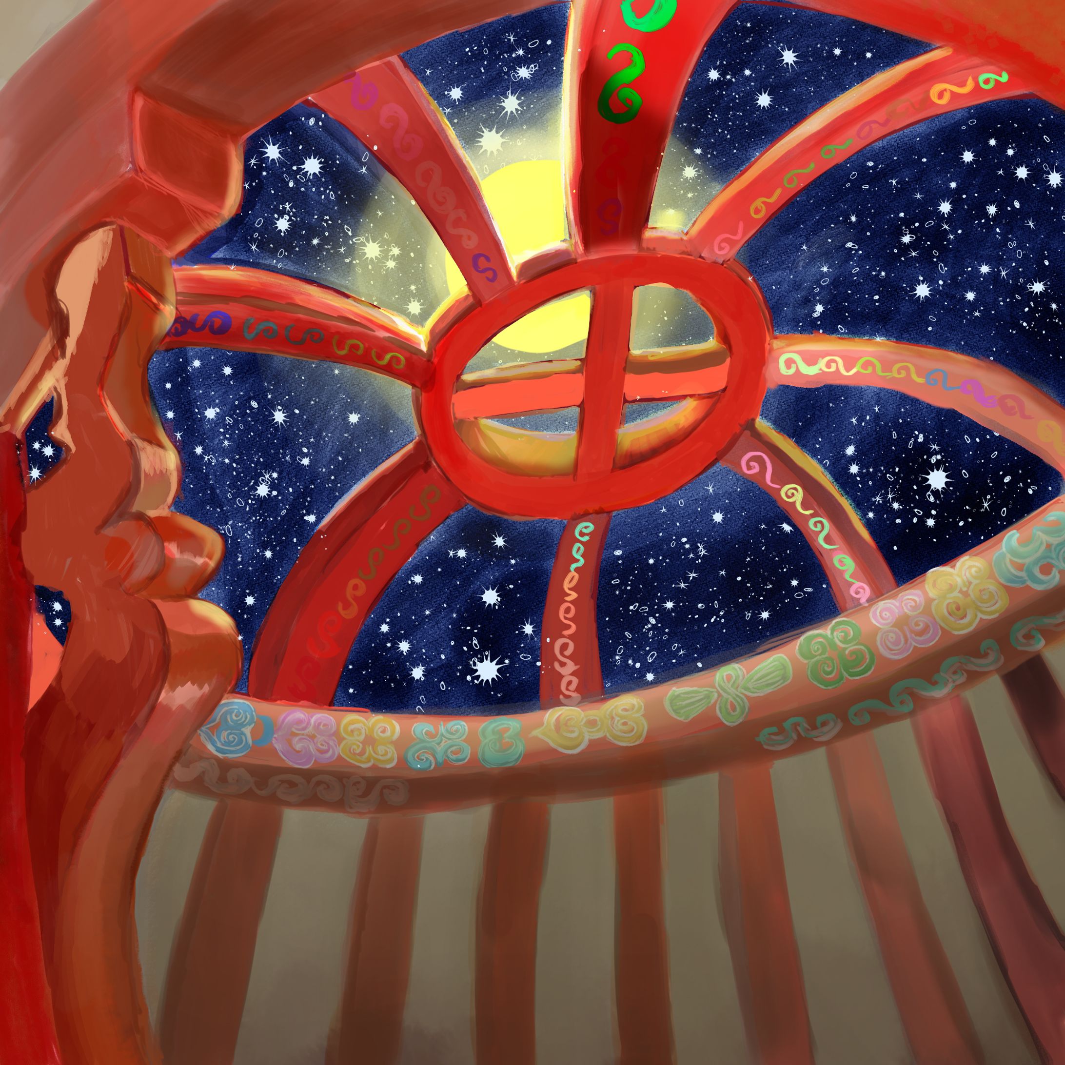 モンゴルのフェルトの住居　イラスト-1