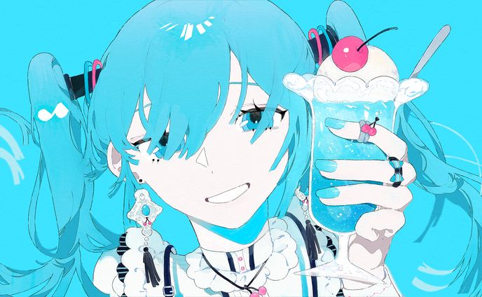 海ジャム様　「ブルーフロートレモンソーダ/初音ミク」MVサムネ