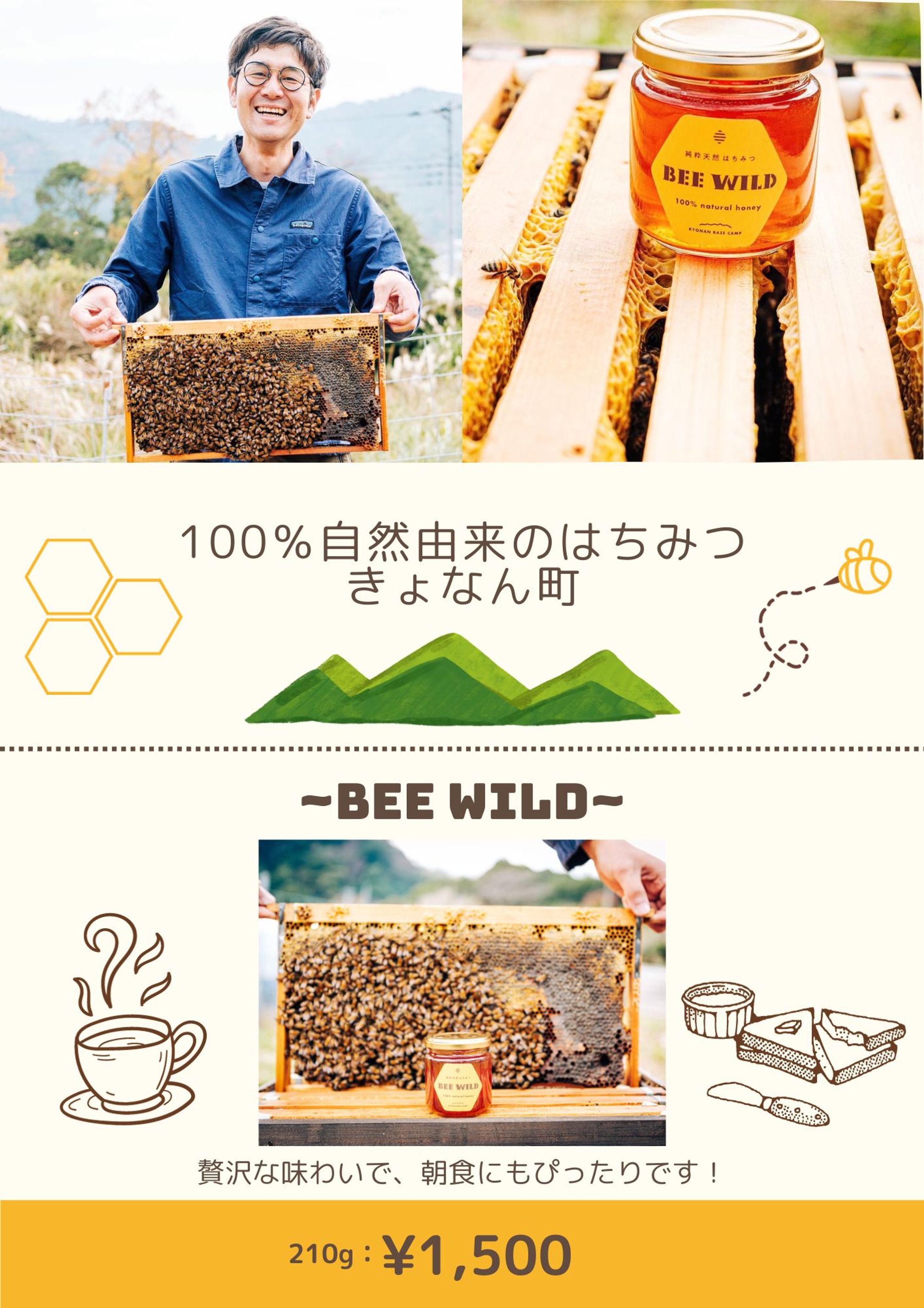 マルシェ出店用ハチミツのPOP-1