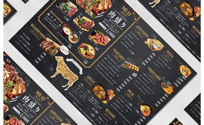 bliss cafeメニュー表デザイン