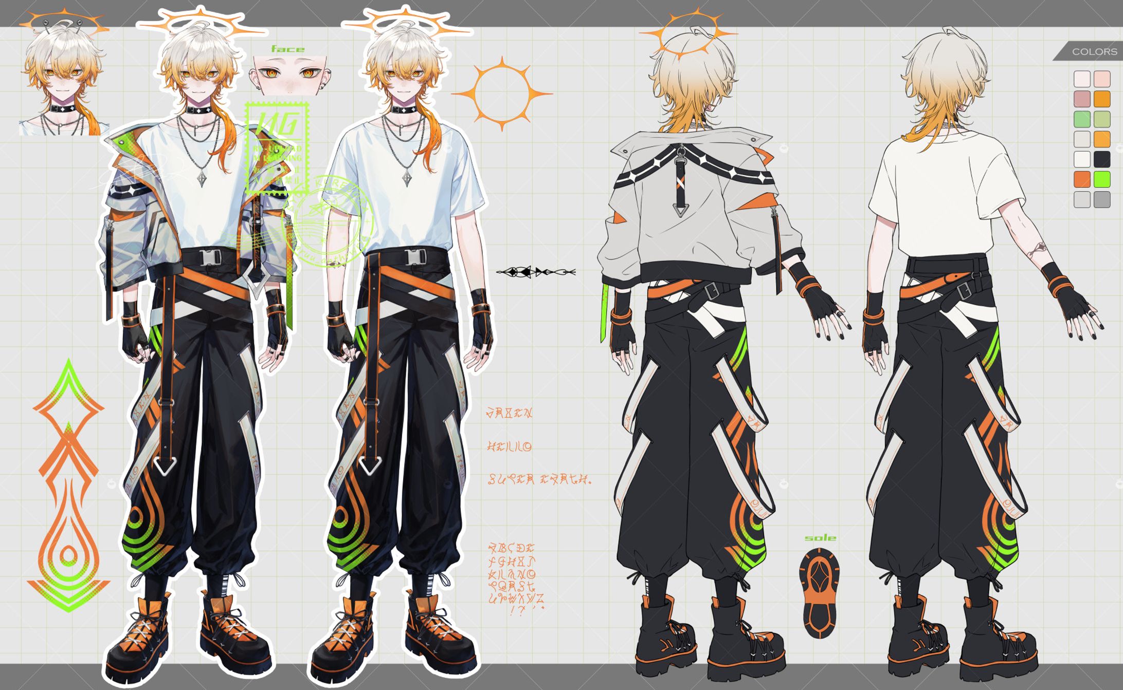 2025年10月　灰宮ユウマ様　キャラデザ＆三面図-1