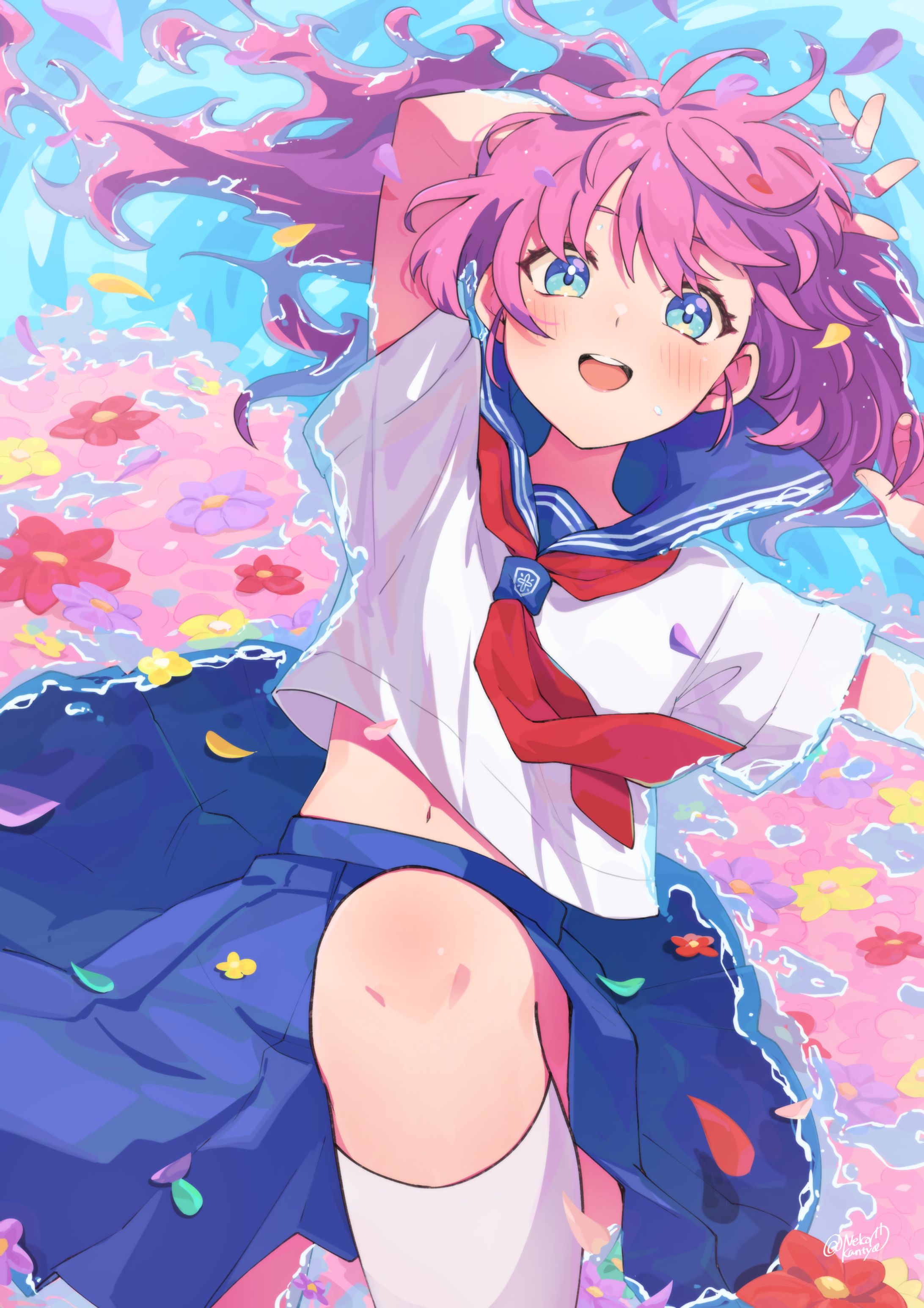 創作イラスト「水と花」-1