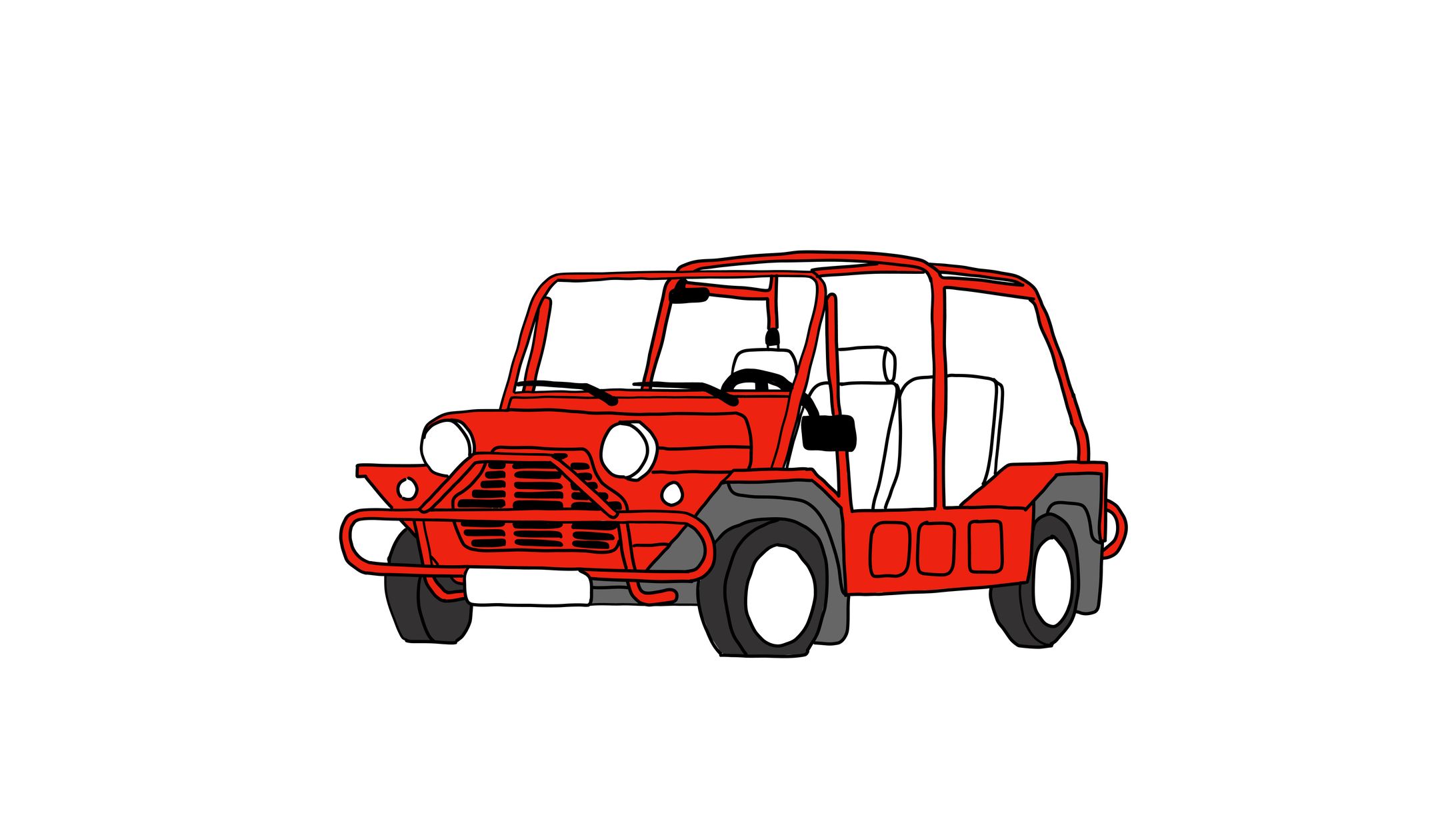 愛車の線画イラスト-1