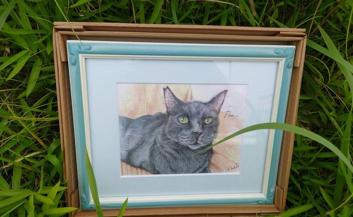 猫ちゃん淡彩画依頼