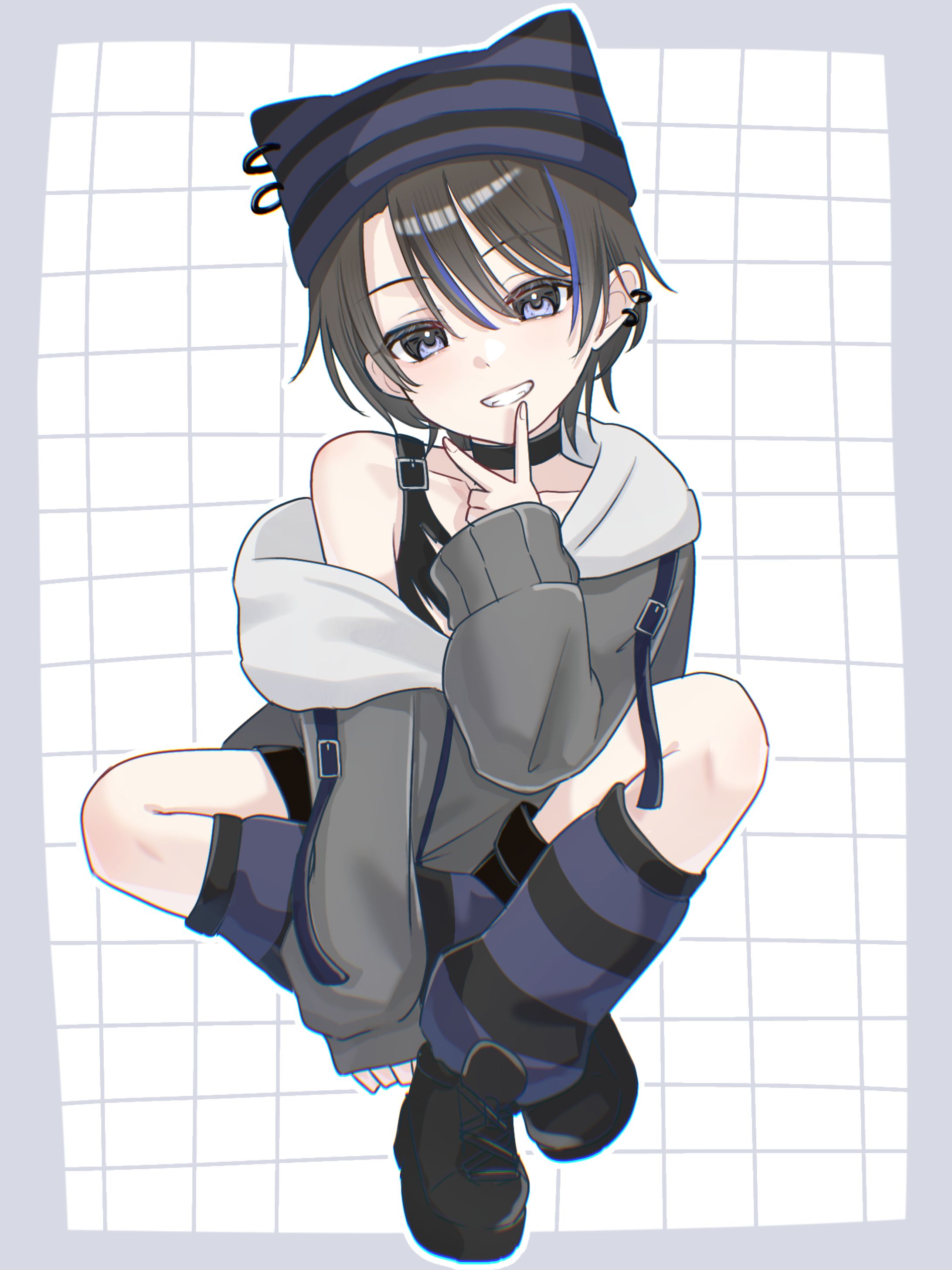 OC 猫耳ニット帽少年-1