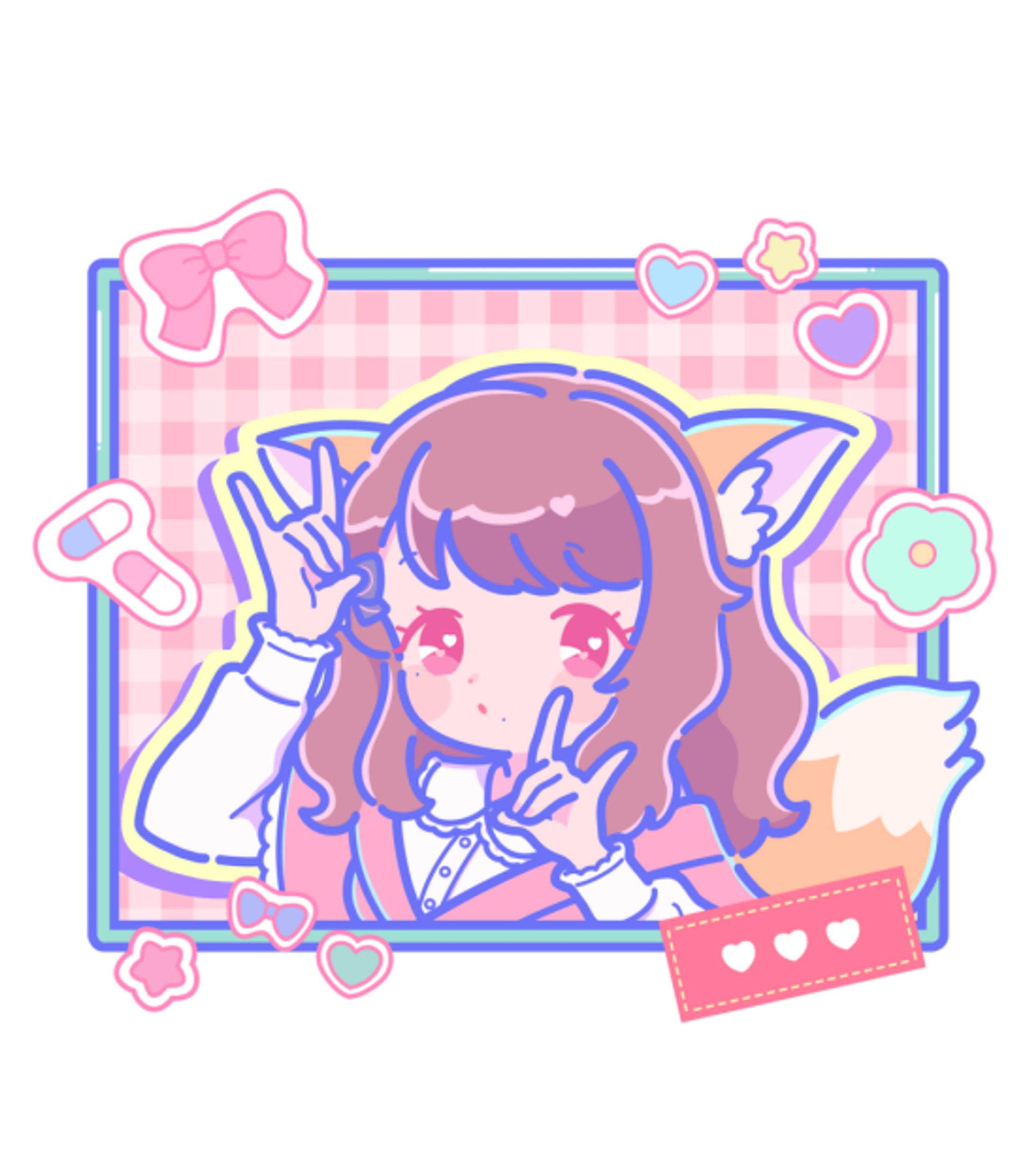 お狐様ゆいの様　Tシャツイラスト-1