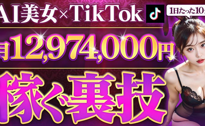 No.158 TikTok✖️AI美女で月1000万円以上爆稼ぎする方法