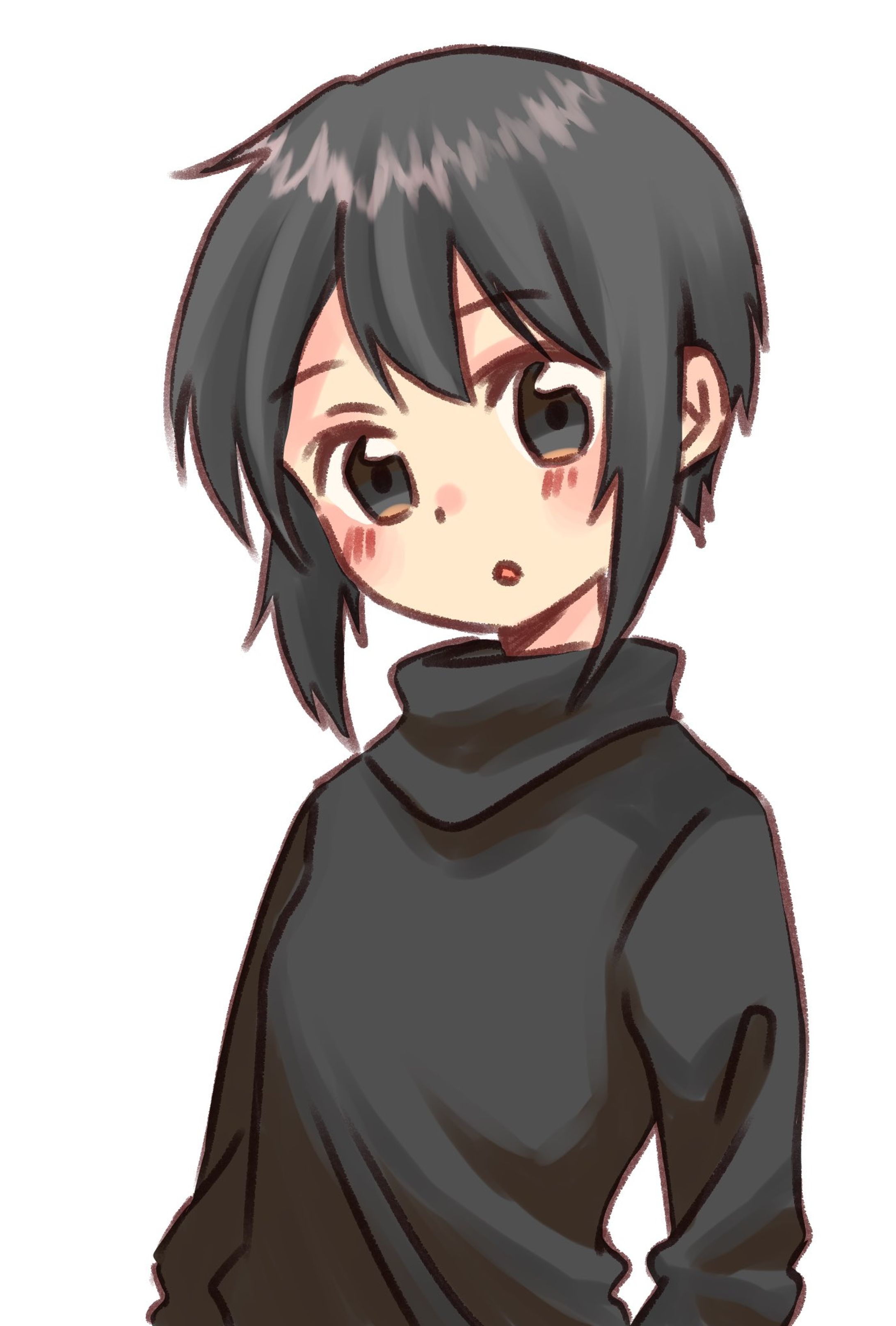 タートルネックの少女(ラフ)-1