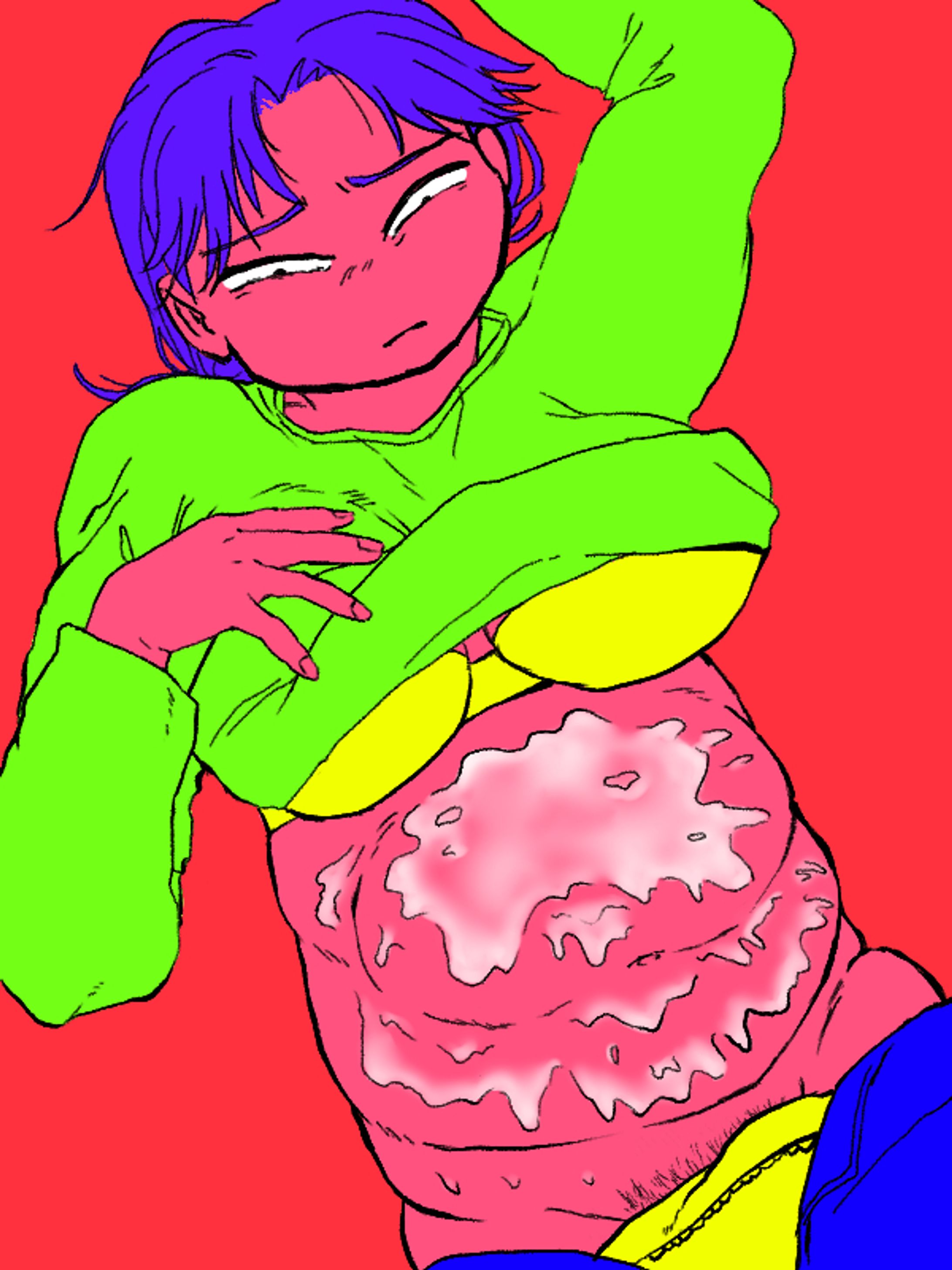 お腹ぬるぬるの女-1