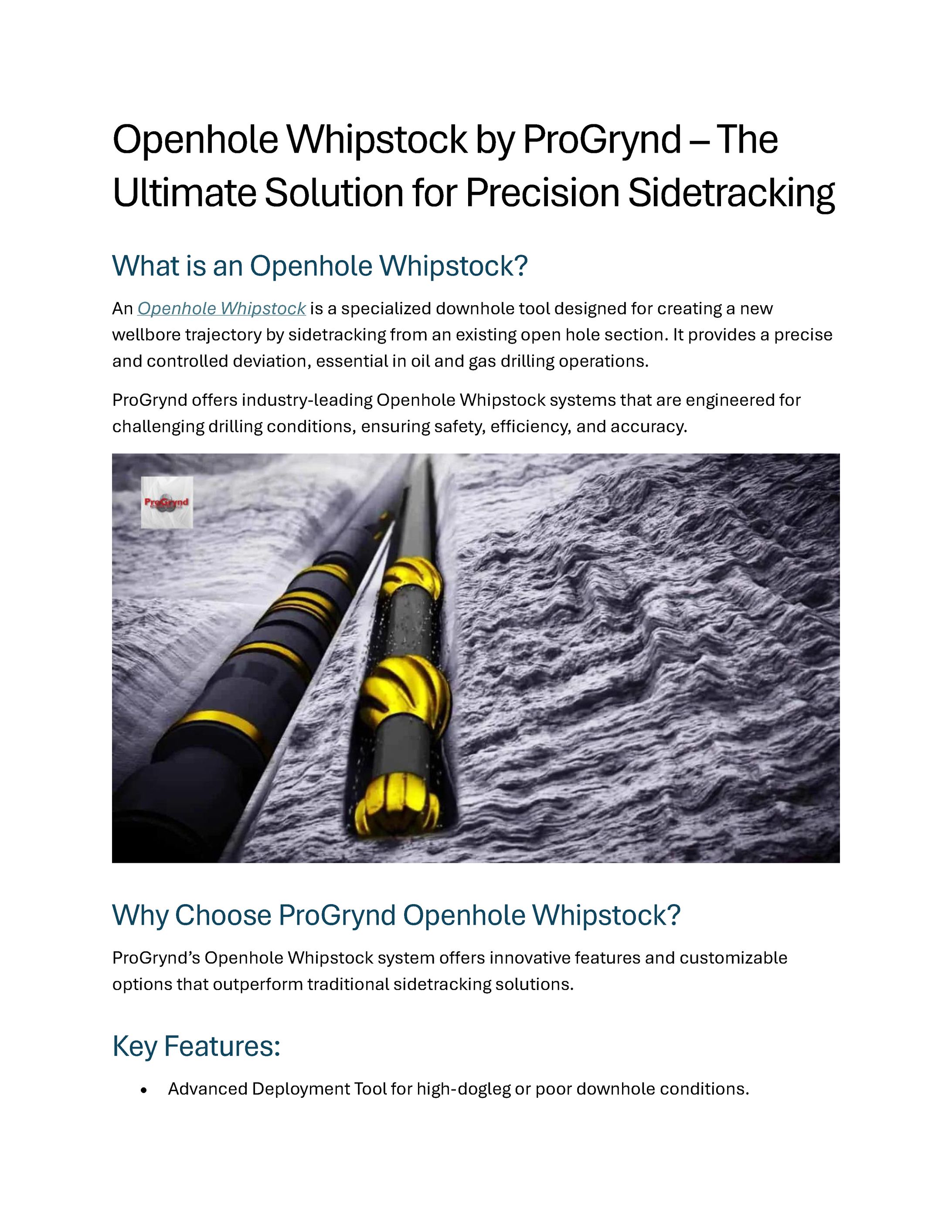 Openhole Whipstock by ProGryndOpenhole Whipstock by ProGrynd – The Ultimate Solution for Precision Sidetracking-1