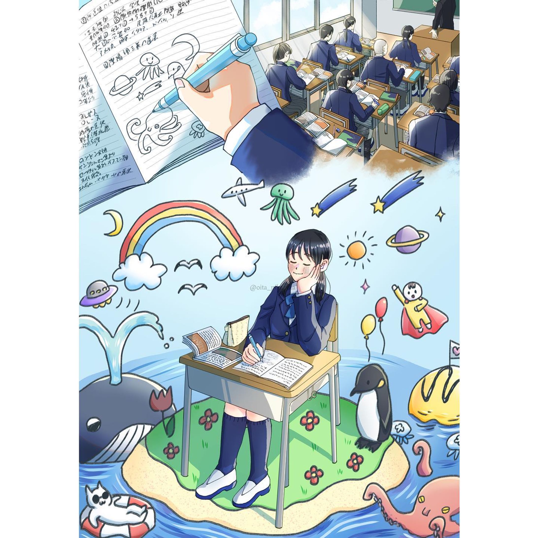 空想日和/The perfect day for daydream

2016年の絵をリメイクしました。
I remade the picture I drew in 2016.

1枚目
2022/9/23 完成

2枚目
2016年製作

CLIP STUDIO PAINT/ipad

#illustration #illustgram #rkgk #drawing #digitalillustration #girl #girlsillustration #schoolgirl #intheclassroom #daydream #fantasy #イラスト #イラストレーション #イラストグラム #いらすとぐらむ #授業中 #ラクガキ #授業中のらくがき #beforeafter #デジタルイラスト #高校生 #女の子イラスト #らくがき #空想 #ビフォーアフター #リメイク #remade #remake-1