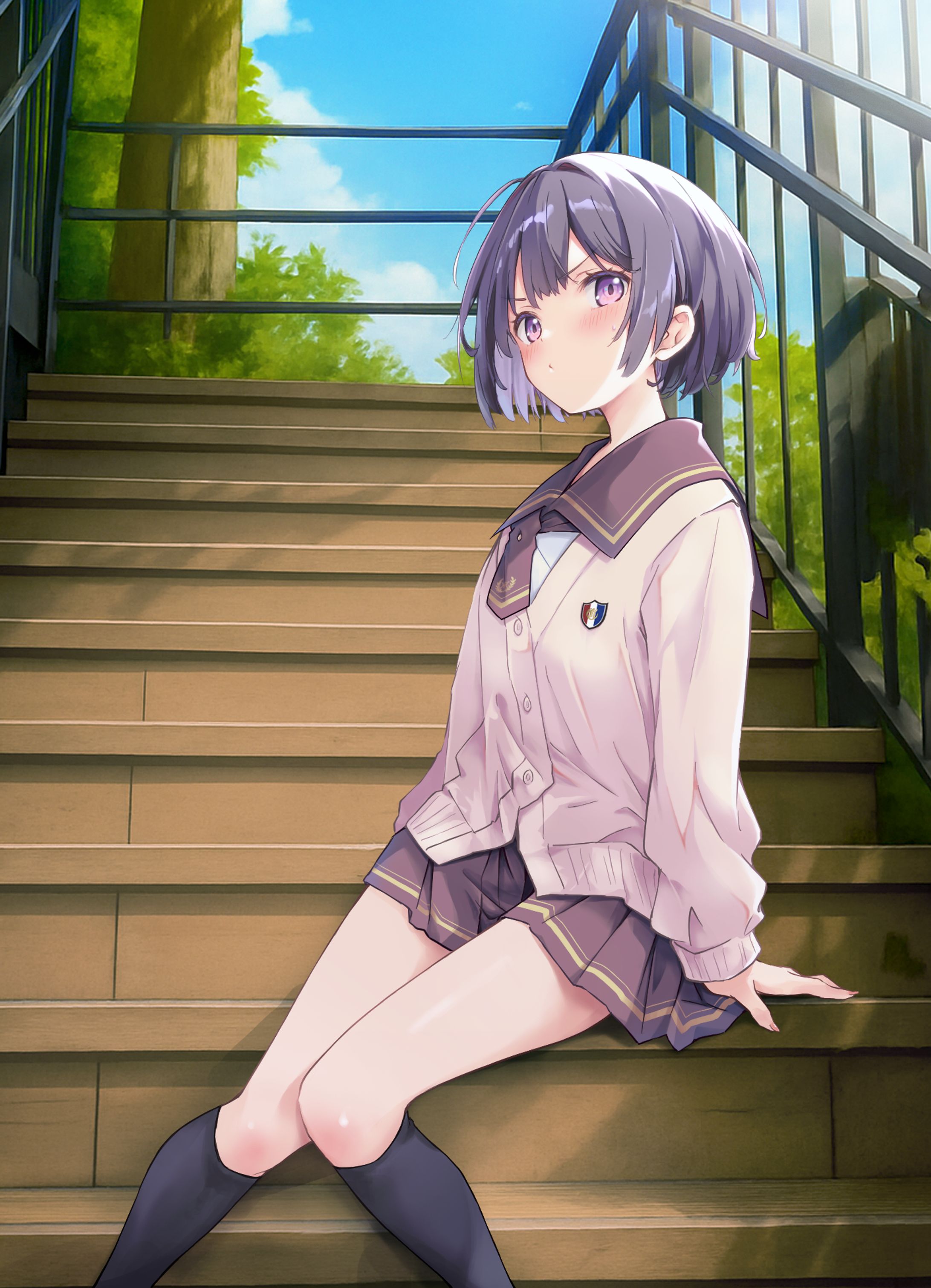 オリジナル制服少女　待ち合わせ-1