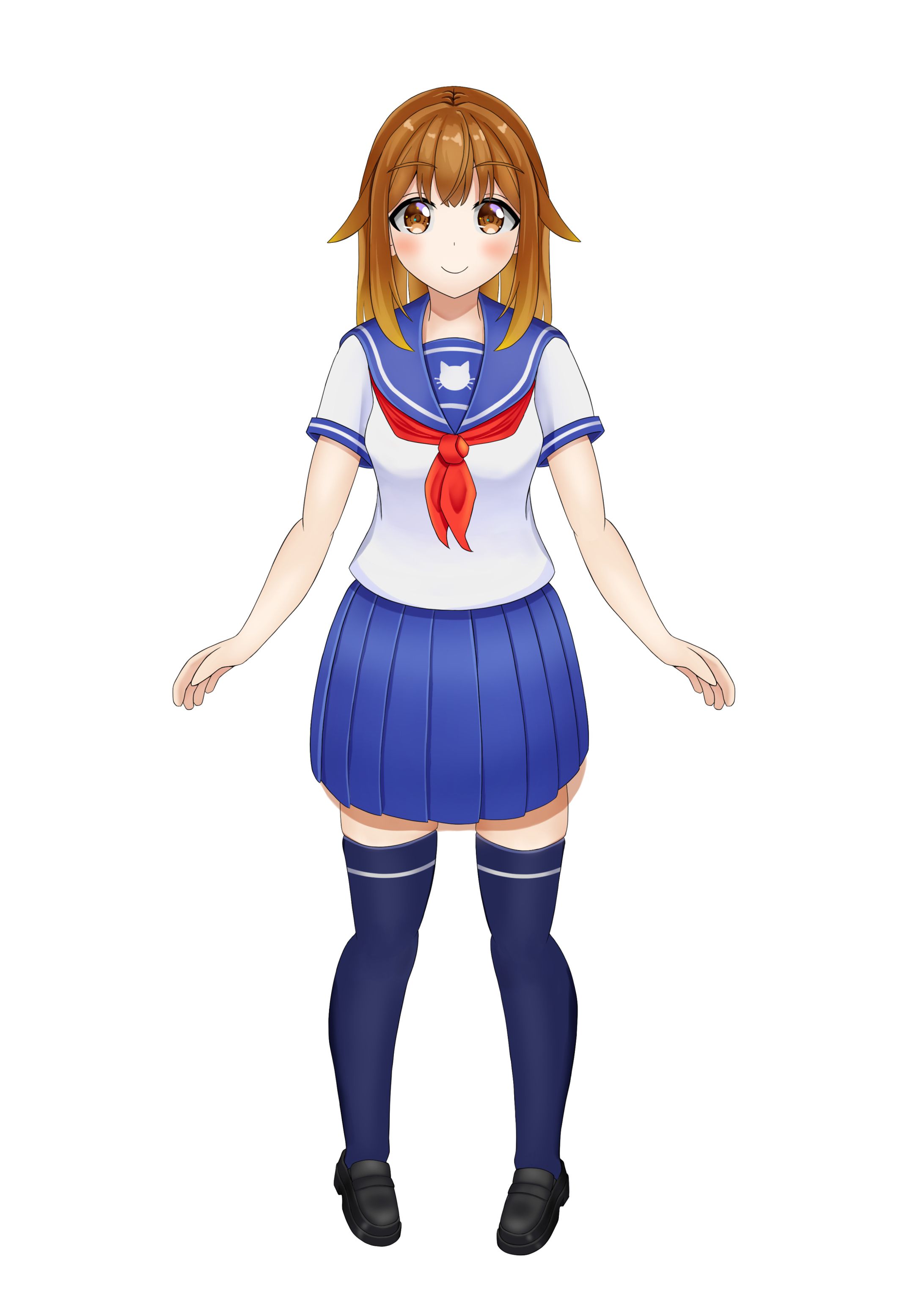 【Vtuber】猫モチーフ制服女の子-1