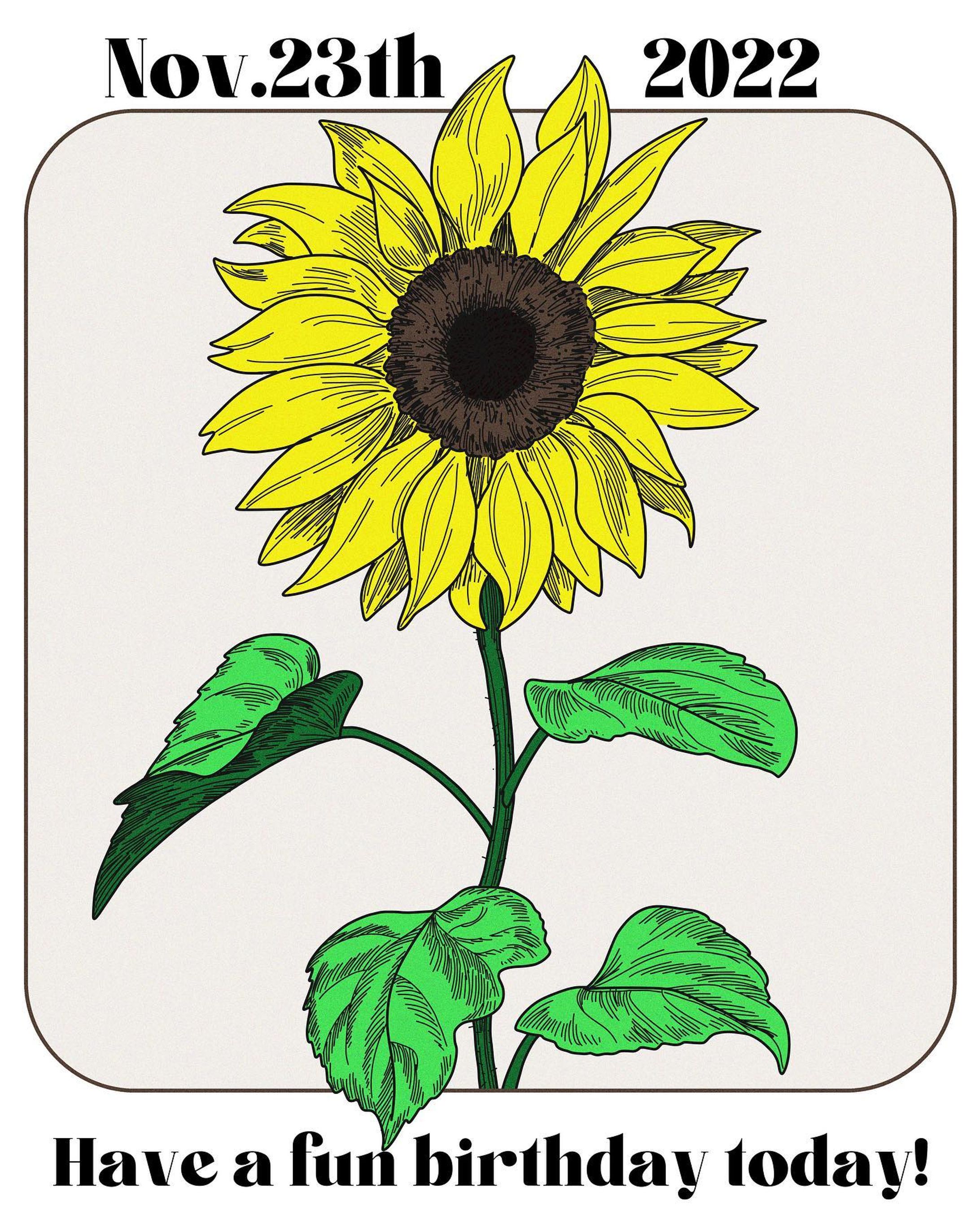 2022/11/23

うのさん、お誕生日おめでとうございます！向日葵のような笑顔に、いつも力をいただいてます。今年も素敵な1年になりますように♪

/ / / / /

#art #artwork #graphic #graphicdesign #graphicart #drawing #digitalart #illustration #illustrations #illustrator #design #painting #アート #現代アート #アート好きな人と繋がりたい #イラスト #イラスト好きな人と繋がりたい #イラストレーターさんと繋がりたい#ドローイング #グラフィックデザイン #グラフィック #デザイン #イラストレーション #デジタルアート#디자인 #일러스트 #아트 #ヒマワリ #ひまわり #向日葵-1