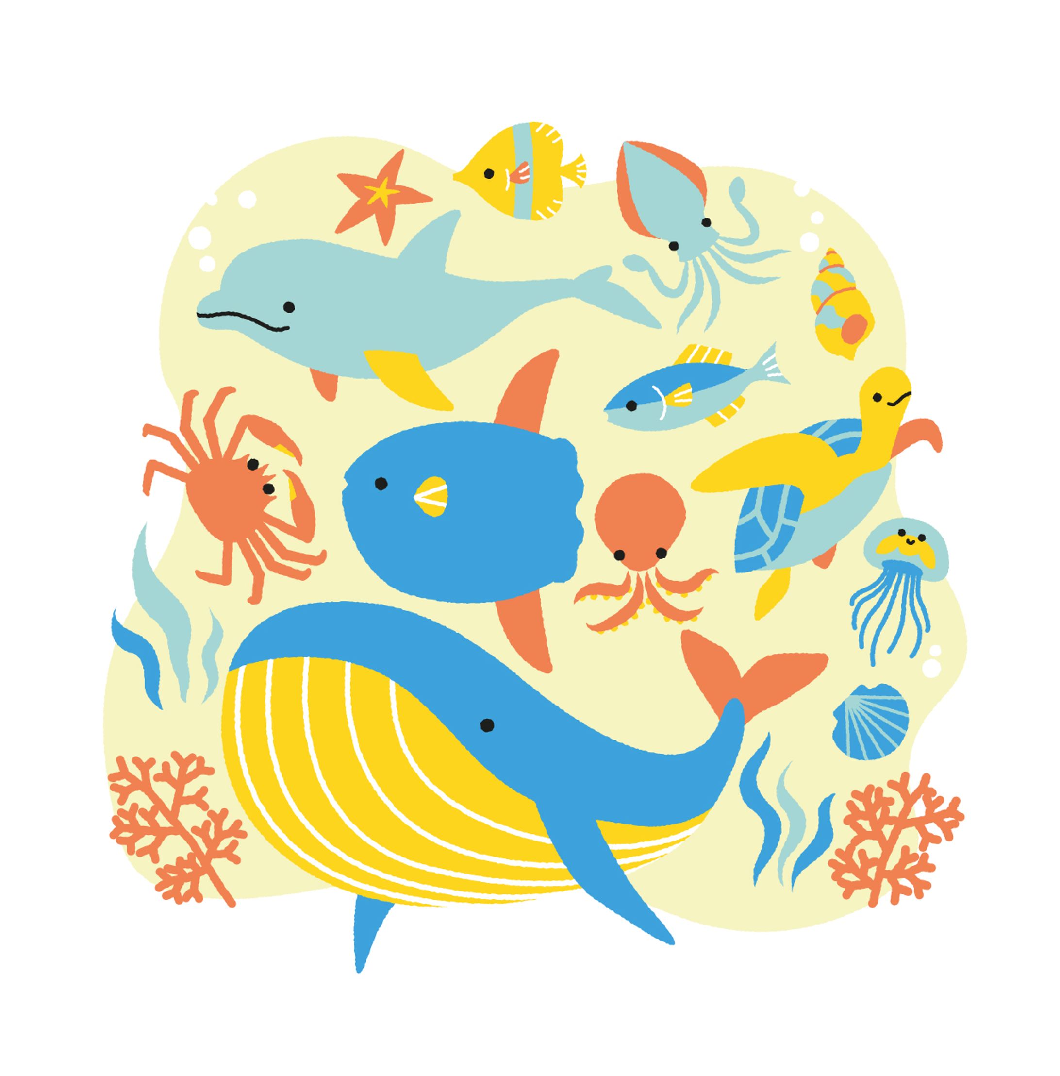 海の生き物のイラスト-1