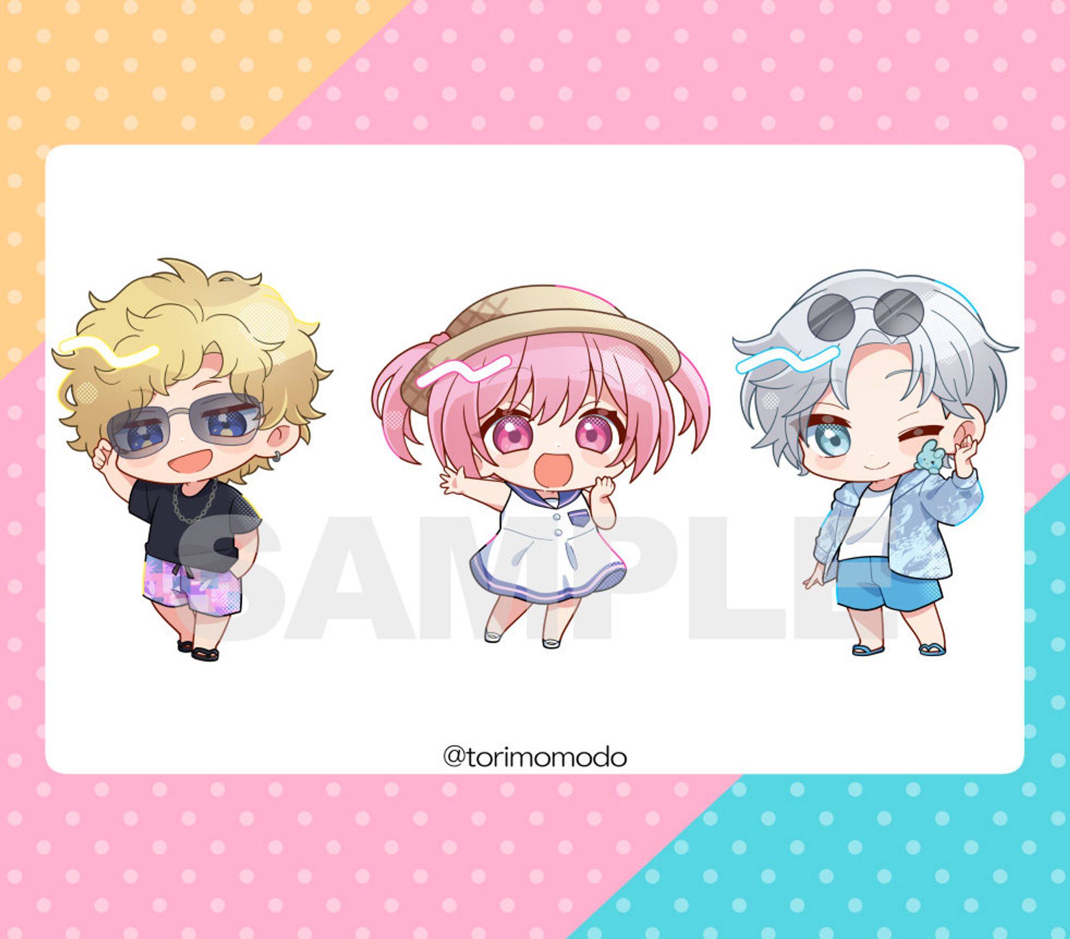 【お仕事】とりもも堂コラボカフェ　グッズ用SDイラスト-1