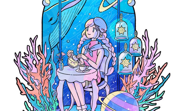 作家、イラストカット