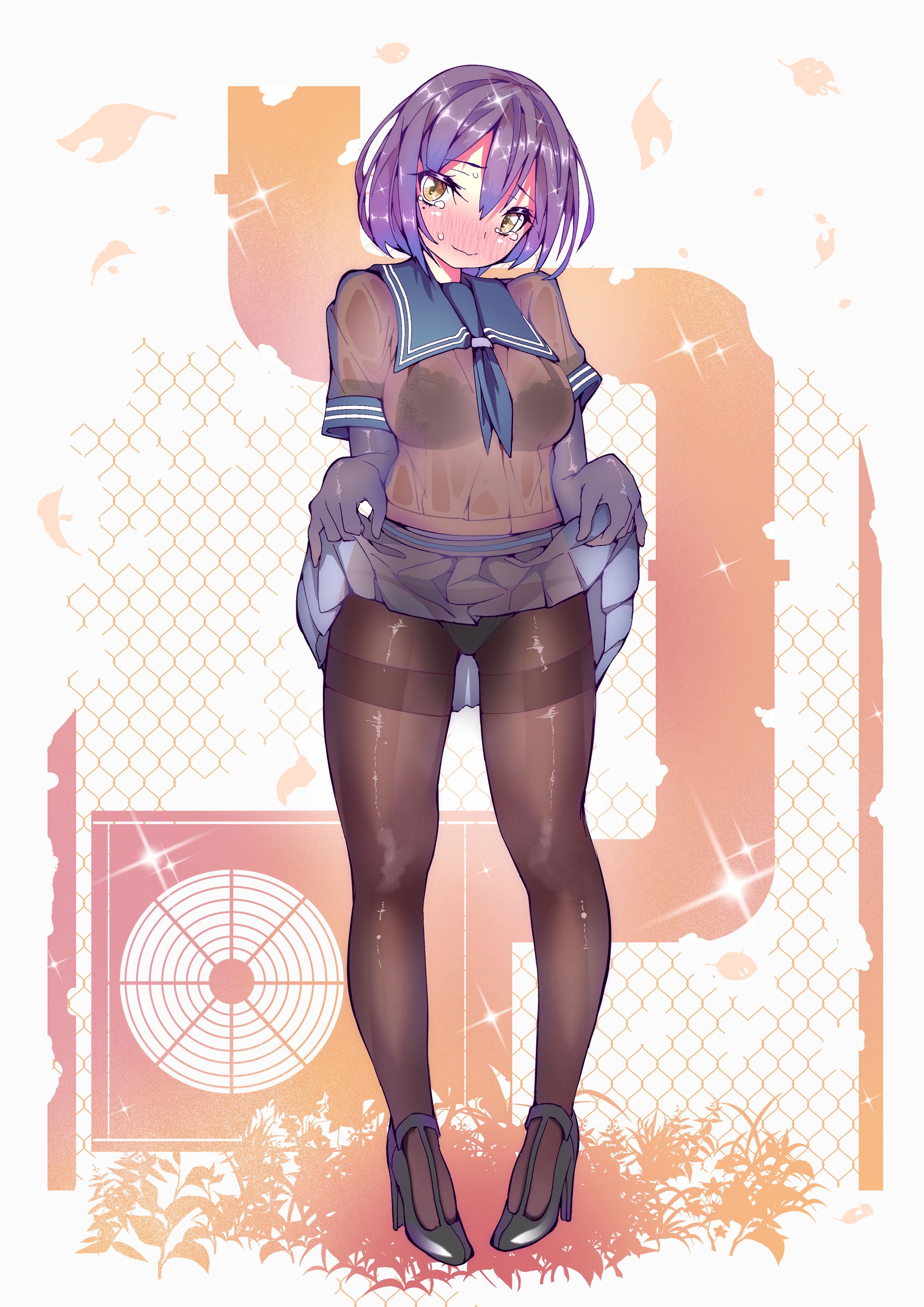 【仕事絵】透けセーラー服の女の子-1