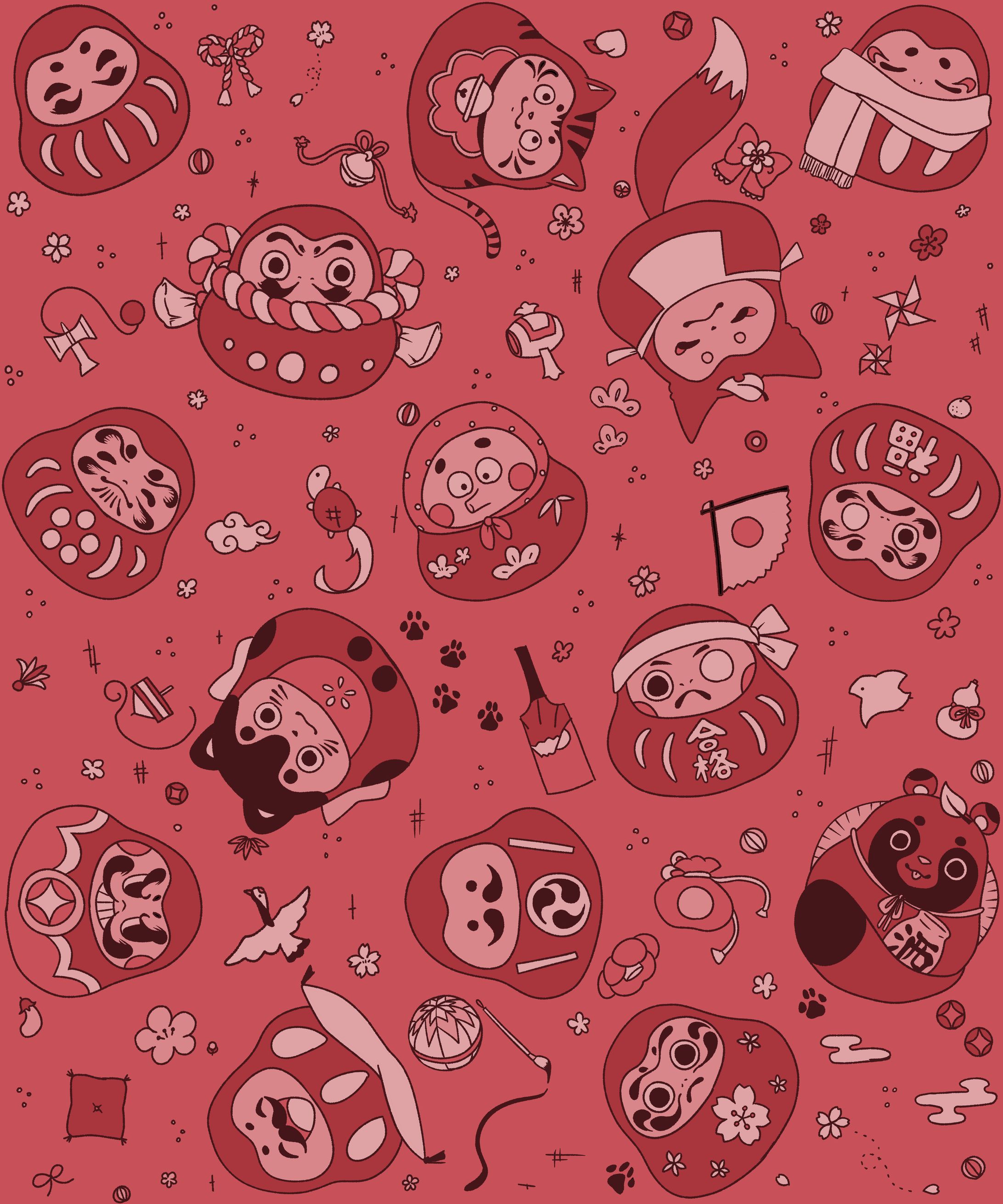 だるまさん(テキスタイルパターンデザイン)-1