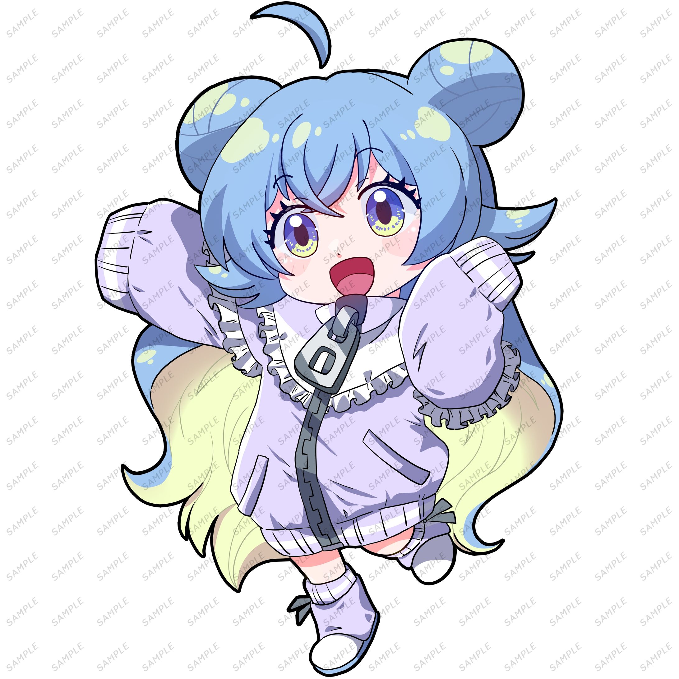 実績イラスト【お団子頭の女の子】アイコン、ちびキャラ、配信用サムネイルなど-1