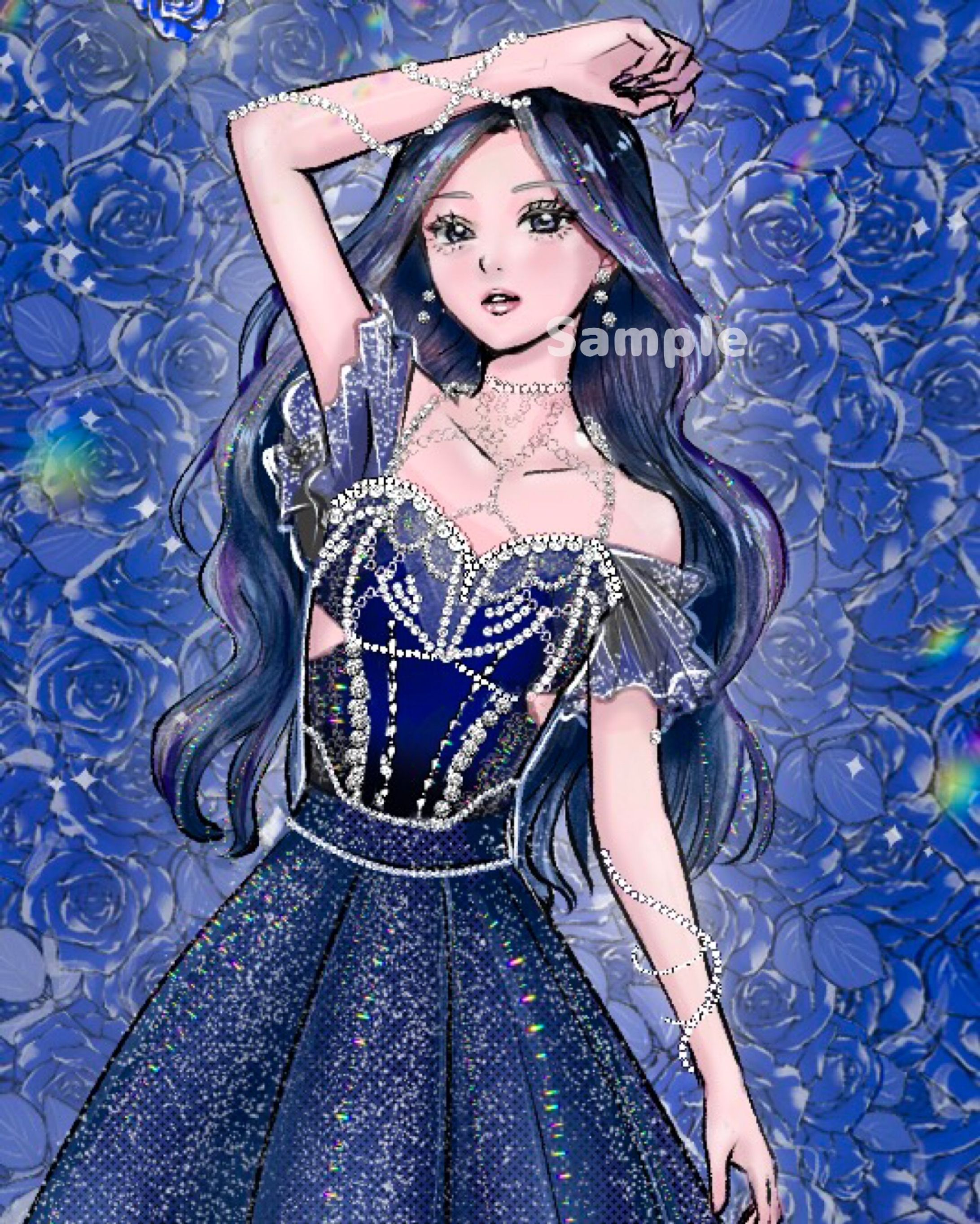 💟Work 💟歌い手様のYouTube／Xのヘッダー／アイコンを描かせて頂きました！  こちらのイラストは Youtube/PC/ipad/スマホ全てのヘッダーにご対応出来るよう全体は横イラストです。  とても艶やかで甘いお声で華麗に歌ってらっしゃる歌い手様です！ -1