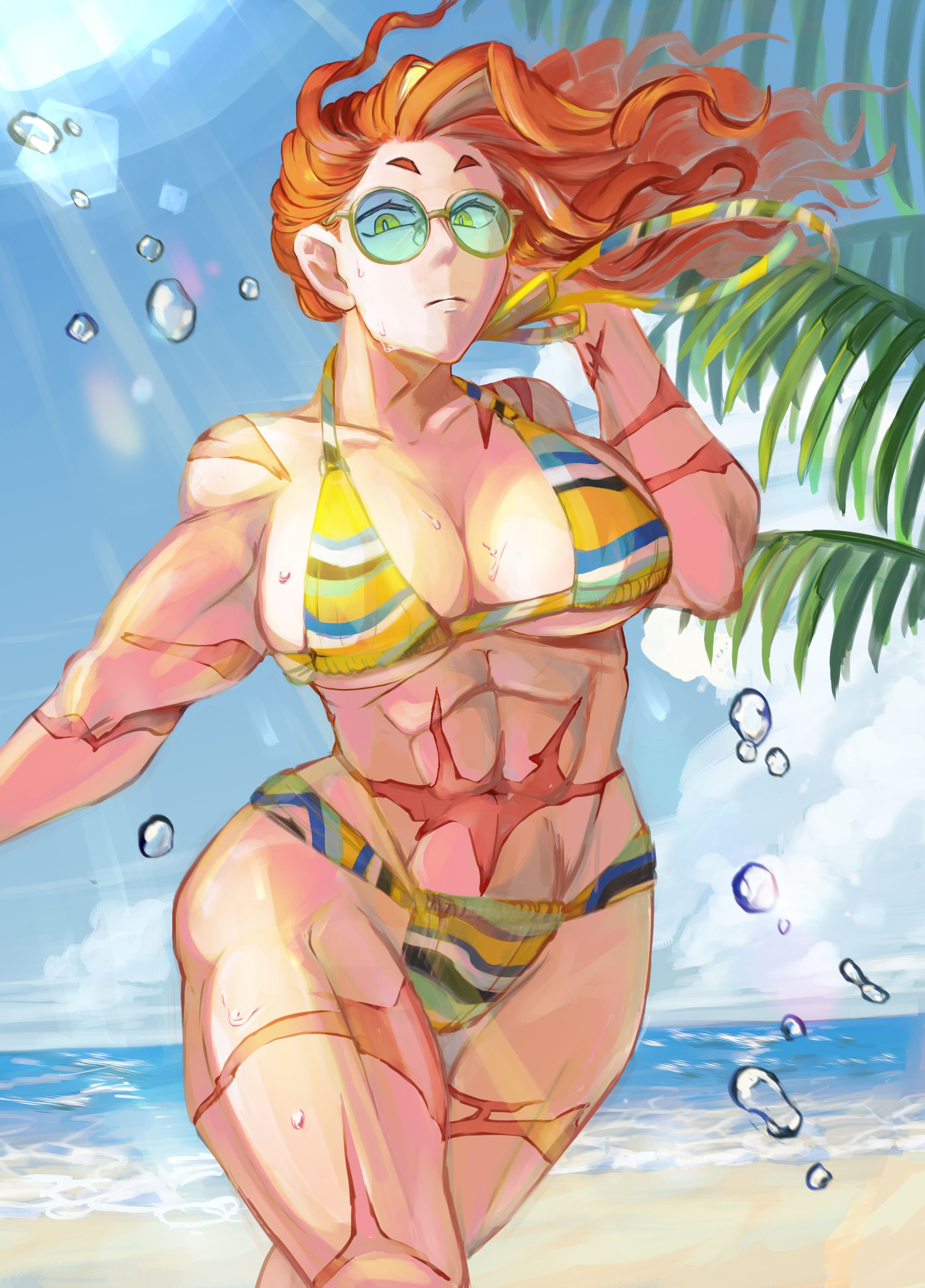 筋肉質な水着の女性-1