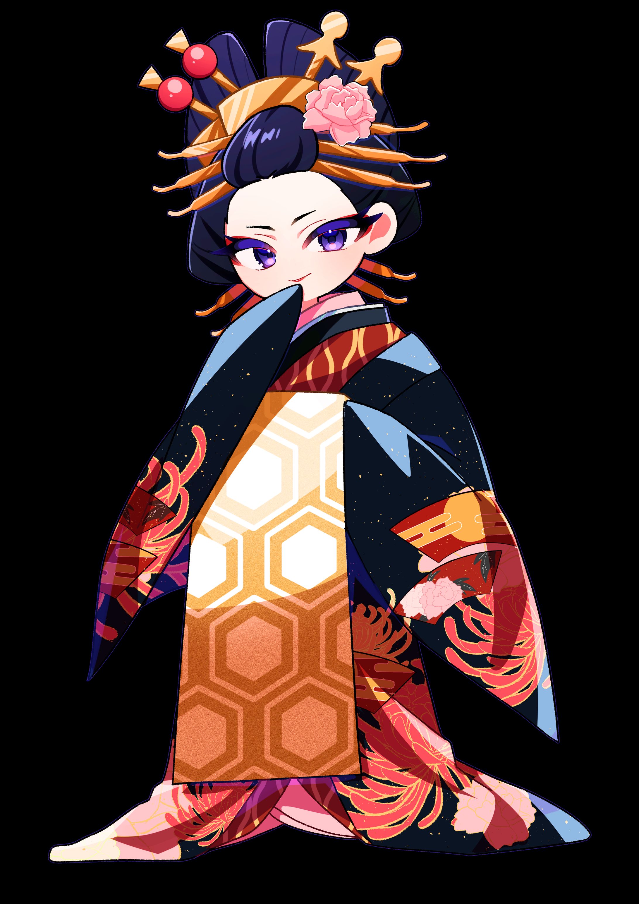 花魁キャラクターSDイラスト-1