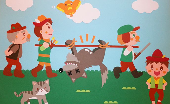 【お仕事】「ピーターと狼」　紙芝居制作（色画用紙で作成）　B3サイズ