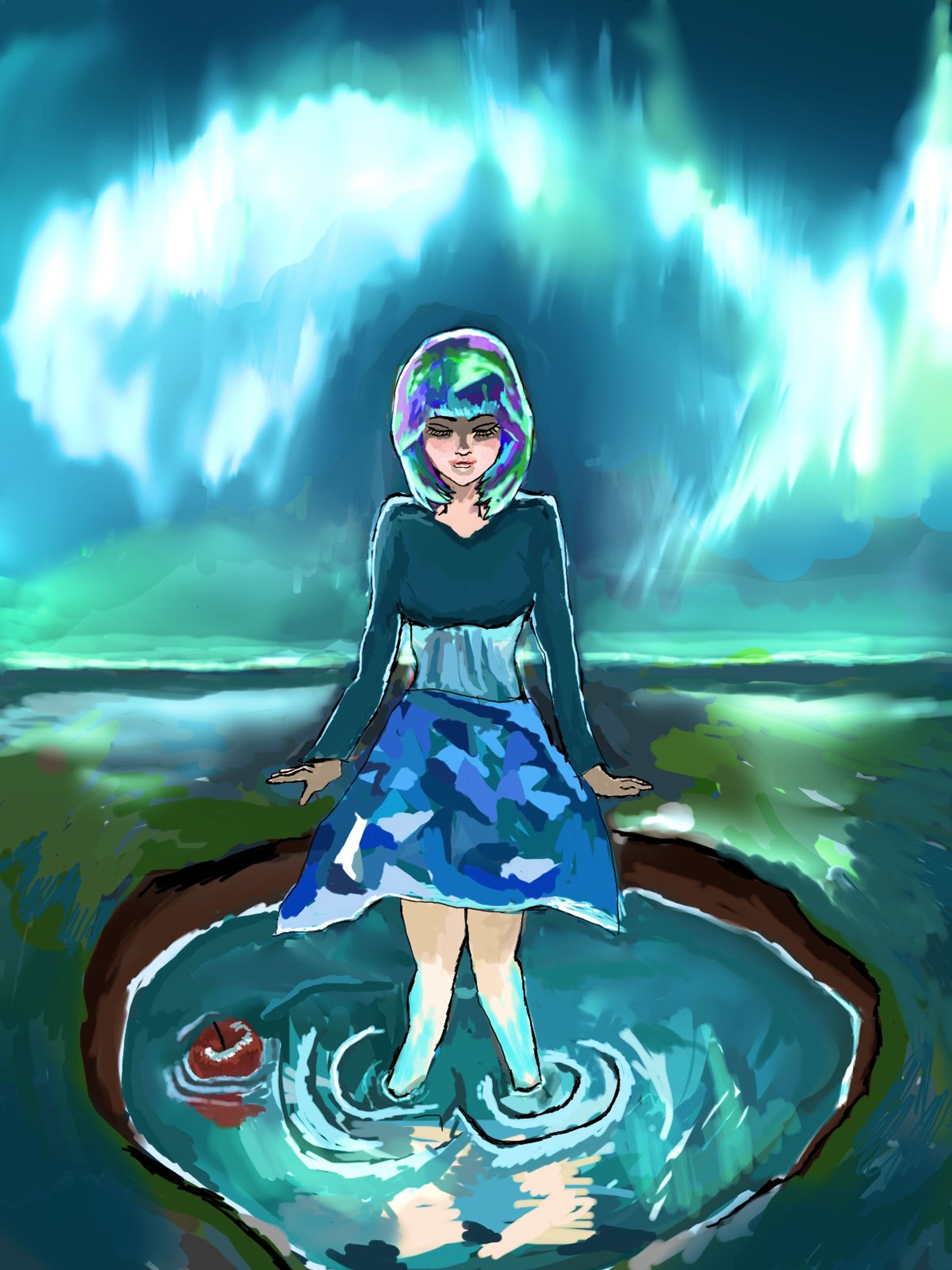 オーロラを見た少女-1